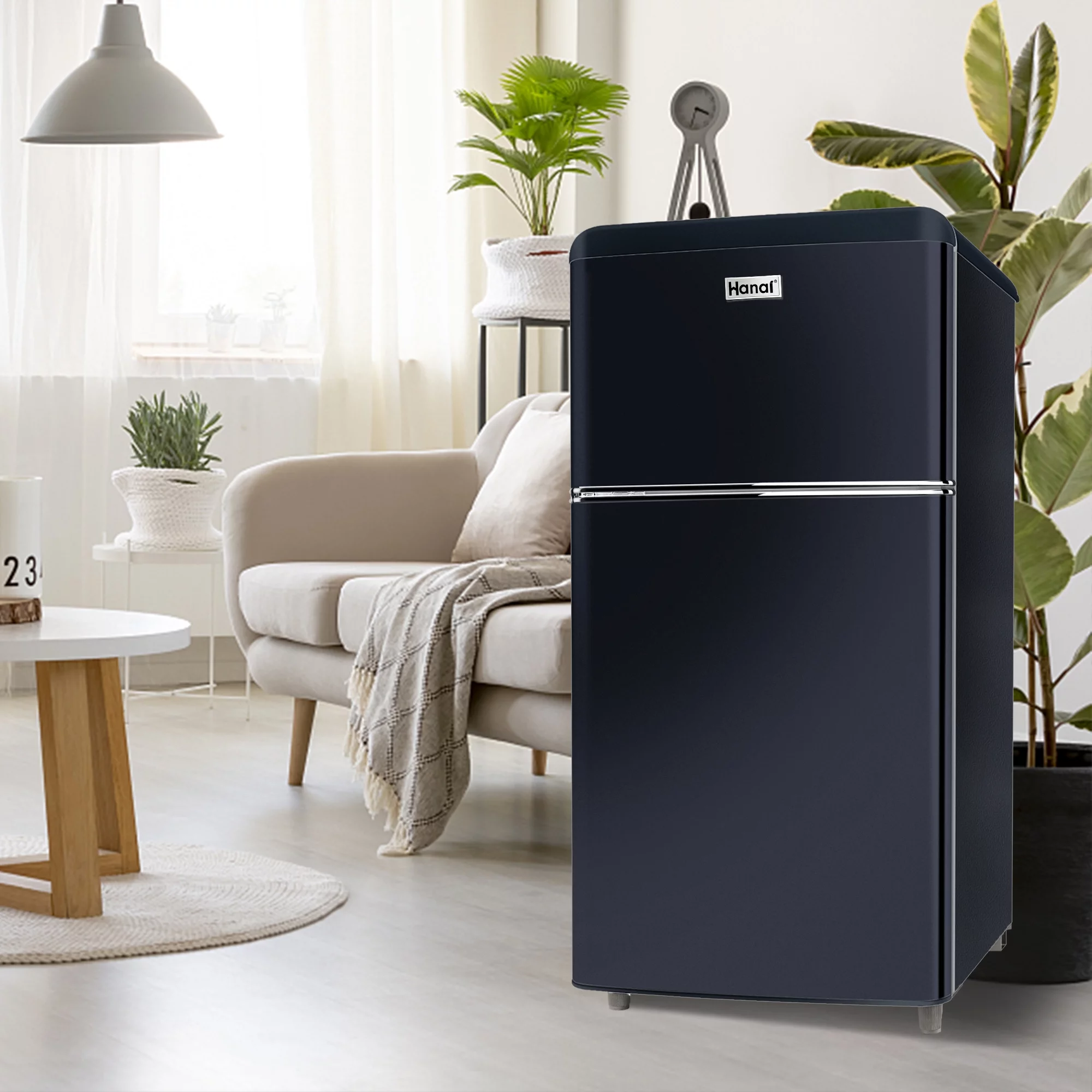 WANAI 3.5 Cu Feet Two Door Mini Fridge with Freezer,Black - Cheap Fitting