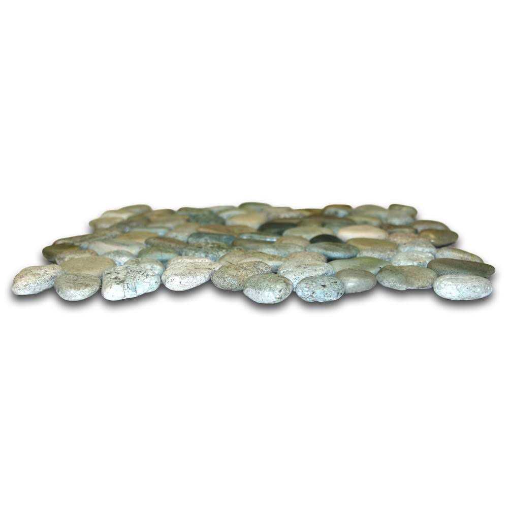 Danube Random Sized Natural Stone Mosaic Tile in Sea Green CNK Tile - Cheap Fitting