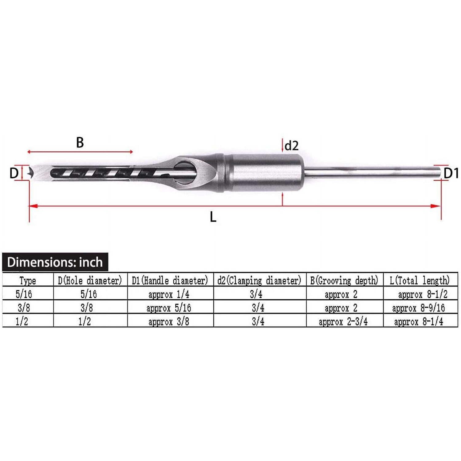 ATOPLEE Square Hole Drill Bits for Wood,3pcs HSS Woodworking Square Mortise Drill Bit,5/16 Inch 3/8 Inch 1/2 Inch - Cheap Fitting