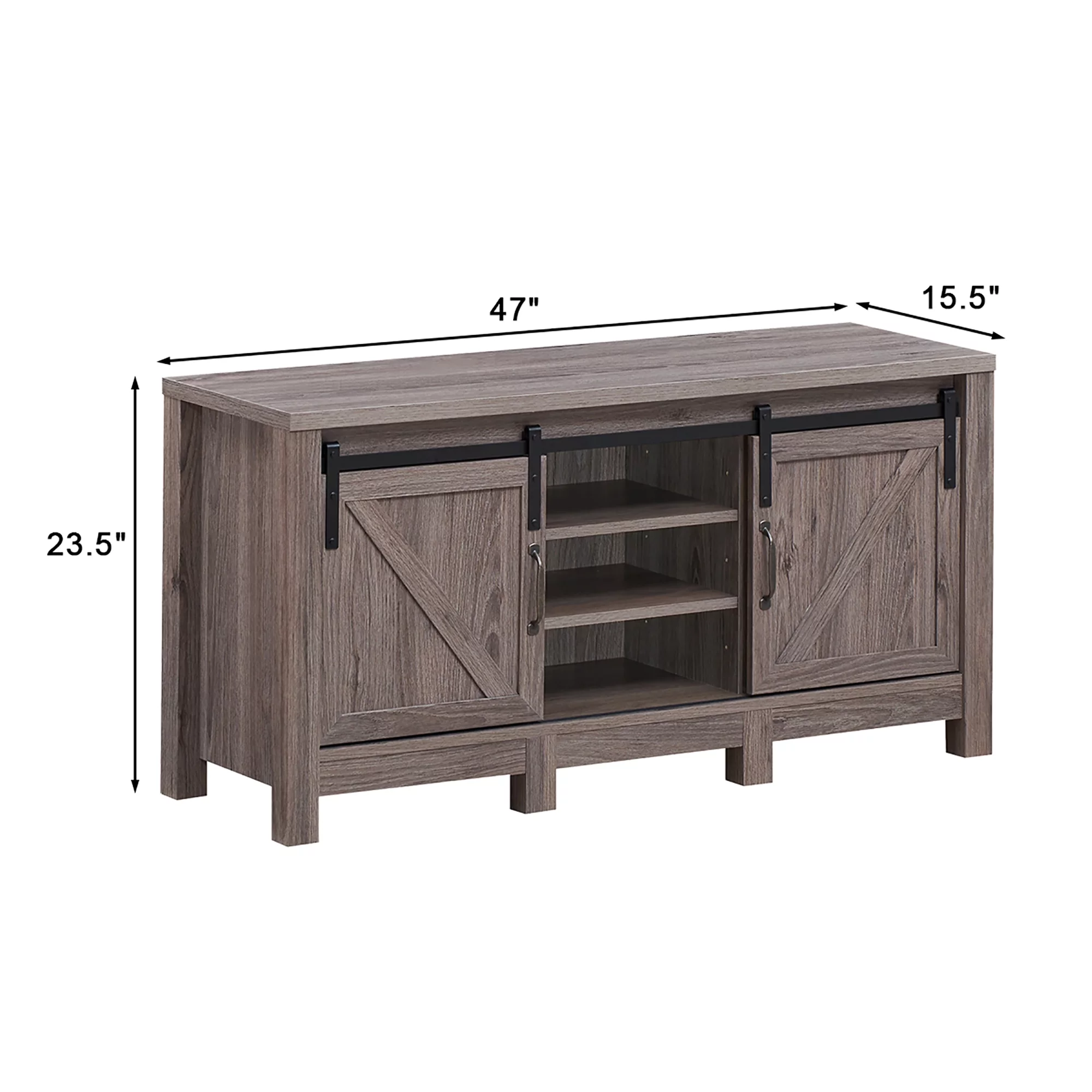 Costway TV Stand Sliding Barn Door Entertainment Center for TV's up to 55'' with Storage - Cheap Fitting