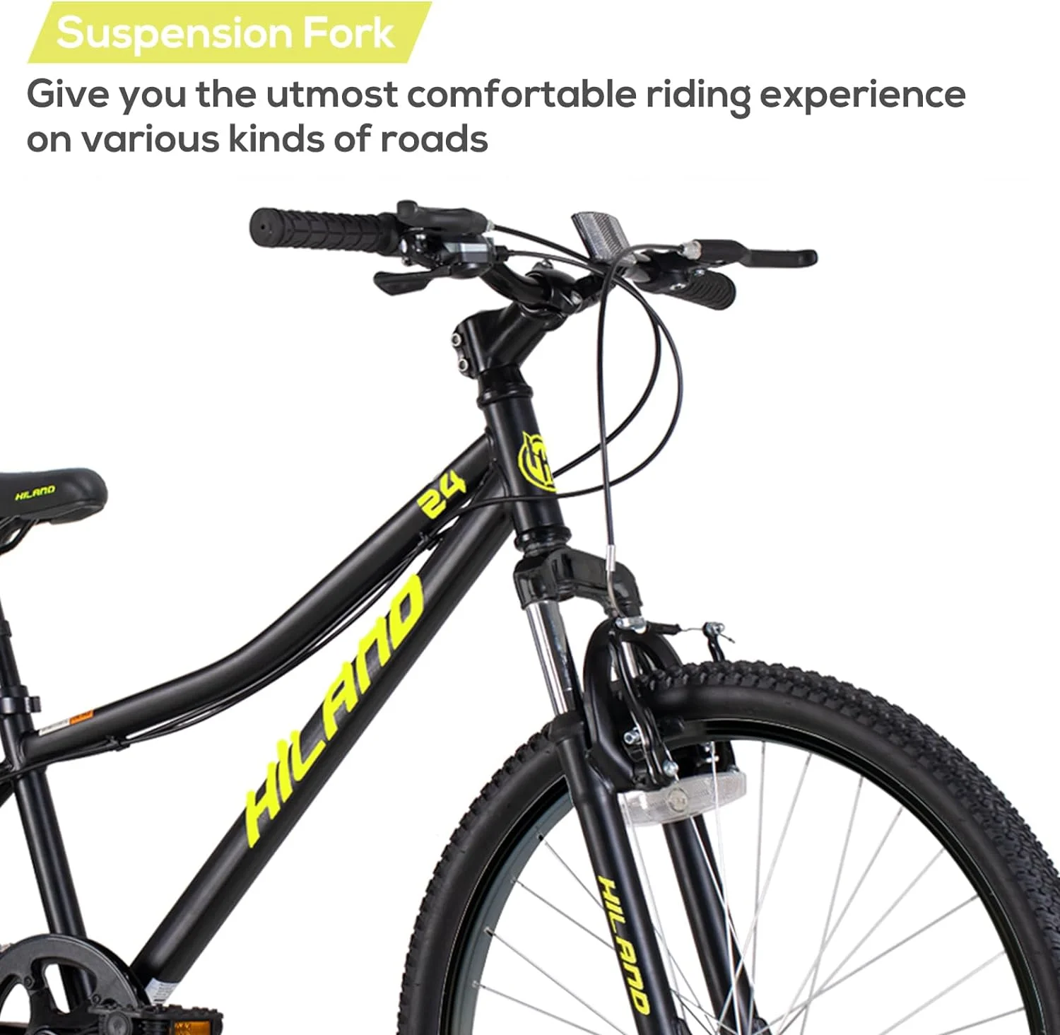 Hiland 24 inch Mountain Bike Shimano 7 Speeds for Teenager with Suspension Fork, Mint Pink - Cheap Fitting