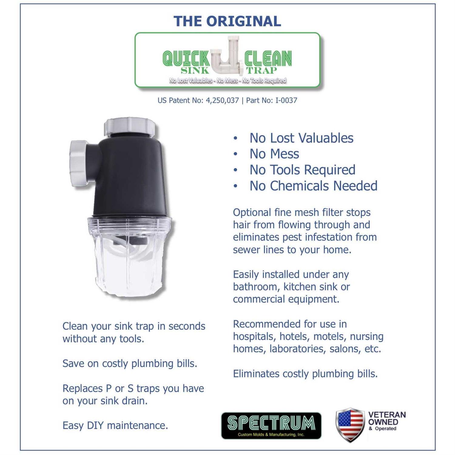 Quick Clean Sink Trap Industrial 1 1/2 & 1 1/4 P-Trap Replacement Upgrade - Cheap Fitting