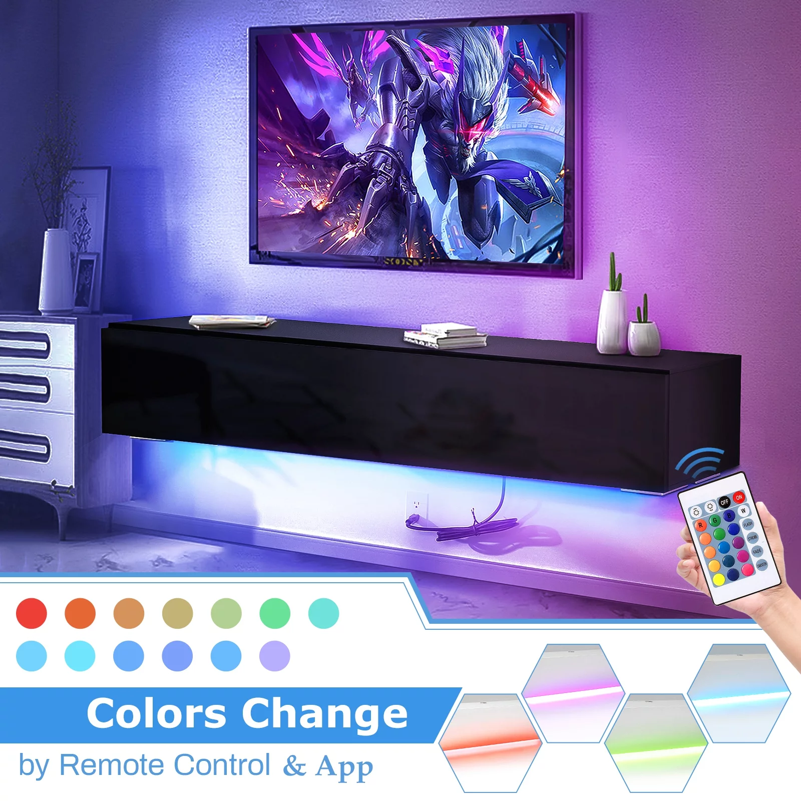 Floating TV Stand with LED Lights 55