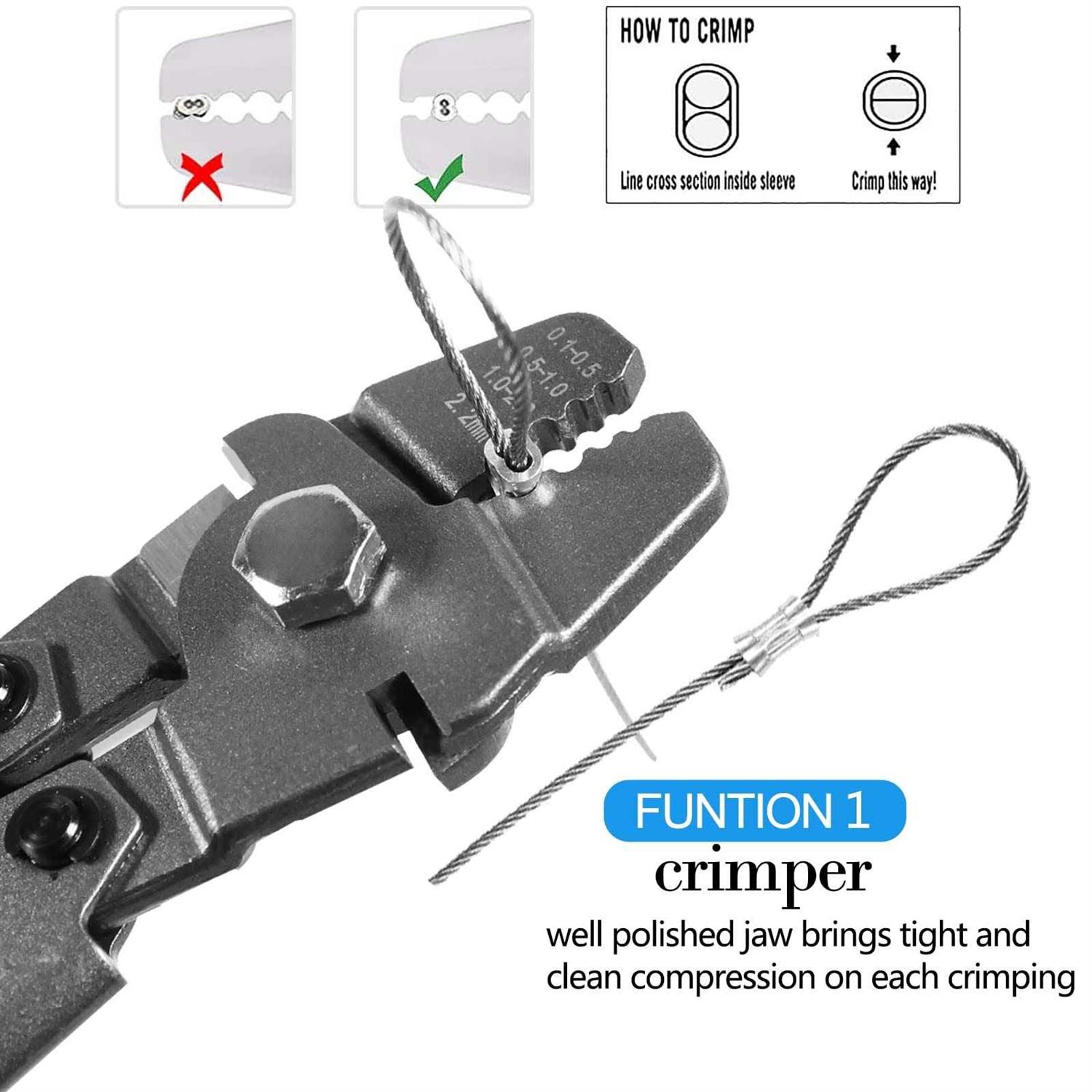 Wire Rope Crimping Tool Kit with 1/16-304 Stainless Steel Cable 165 ft - Cheap Fitting