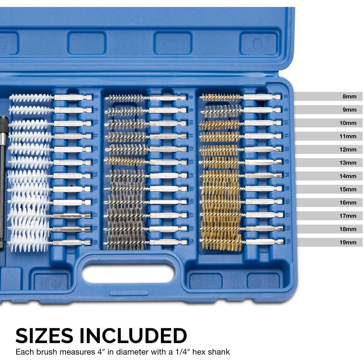 NEIKO 00325A Wire Brush Drill Attachments with 1/4-Inch Hex Shank, SAE and MM Brushes Assortment, Mountable on Power Drill or Die Grinder - Cheap Fitting