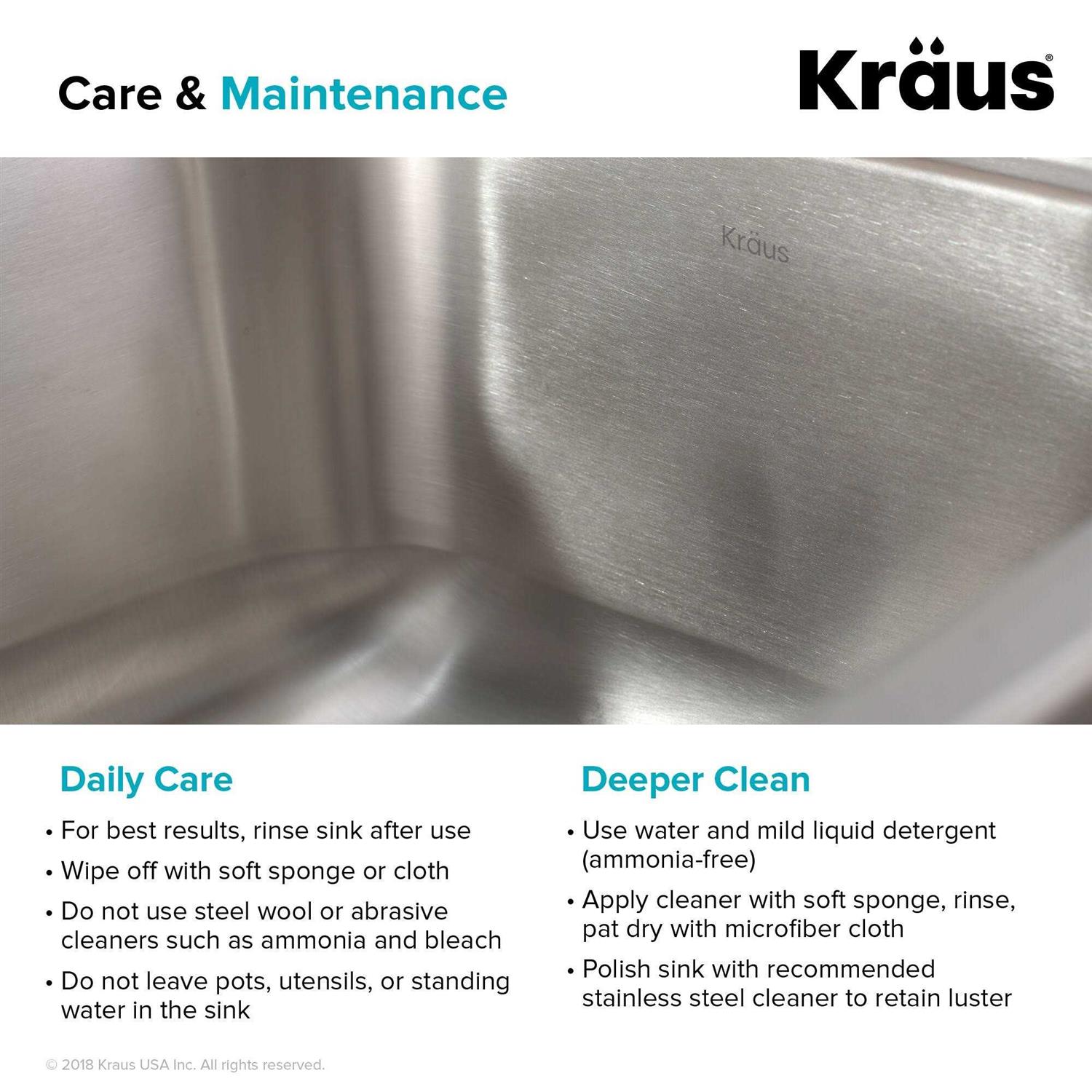 Kraus KBU17 15 inch Undermount Single Bowl Stainless Steel Kitchen Sink - Cheap Fitting
