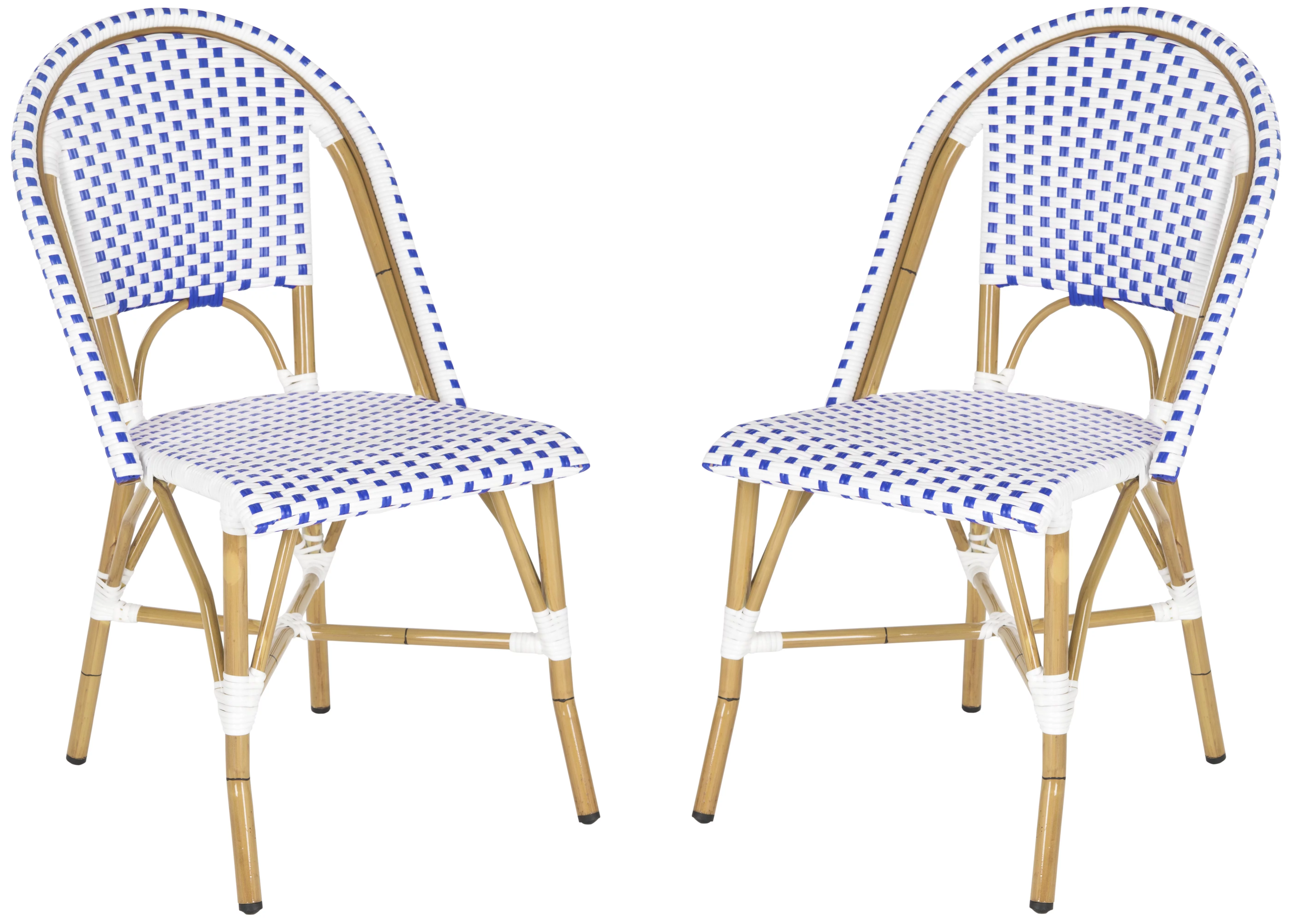 SAFAVIEH Salcha Outdoor French Bistro Side Chair, Blue/White, Set of 2 - Cheap Fitting