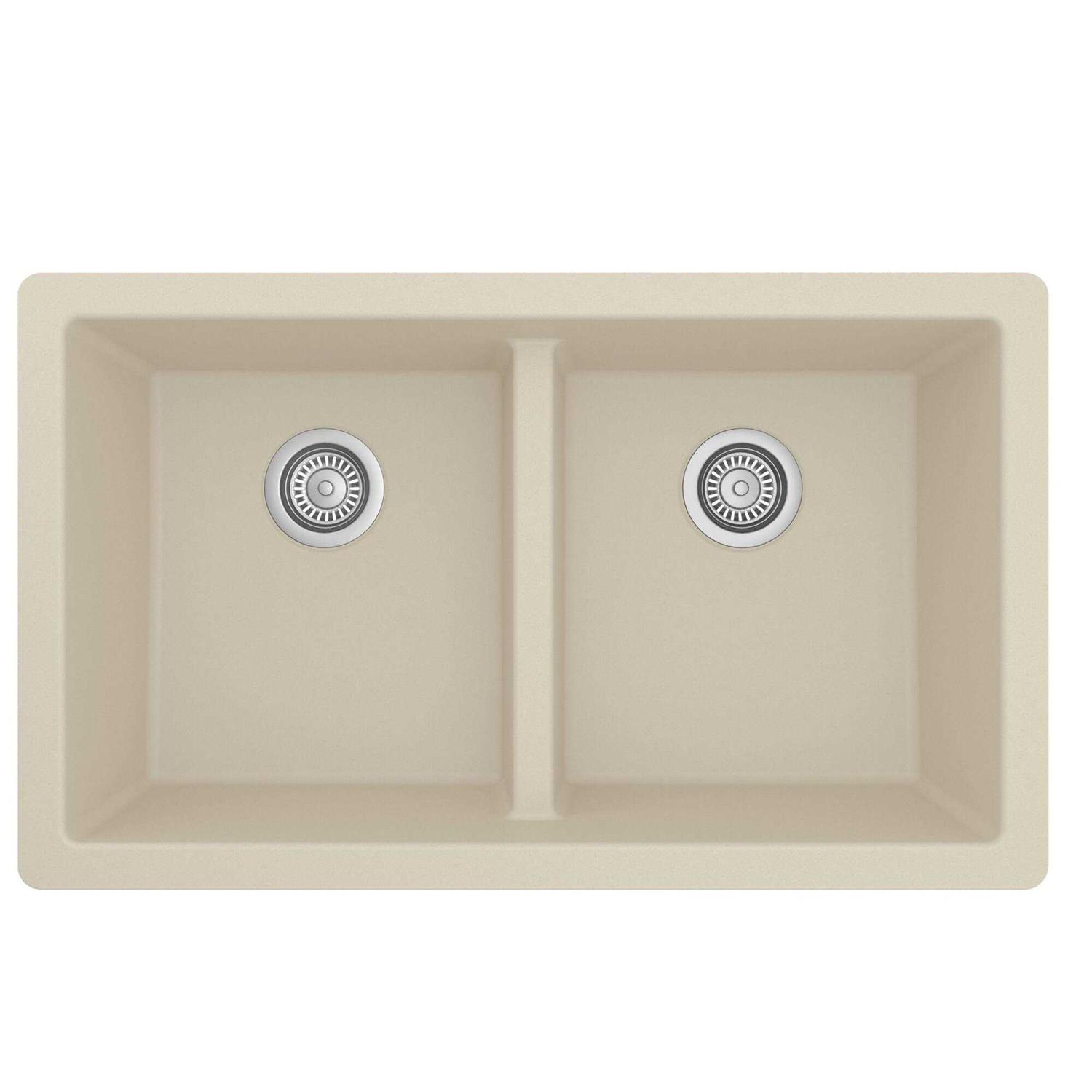 Karran QU-810 Quartz Undermount Double Equal Bowl Kitchen Sink - Cheap Fitting