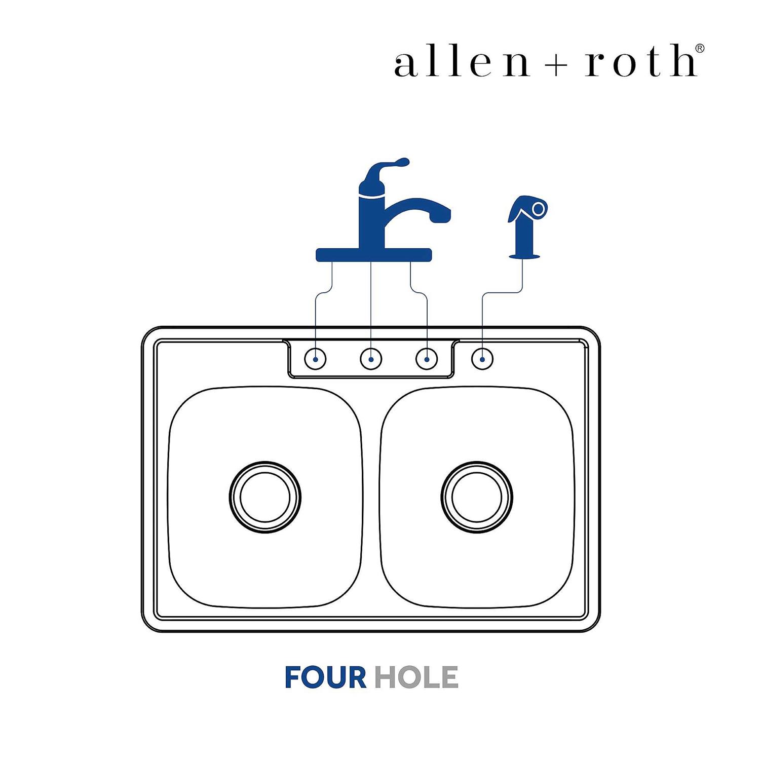 Allen + Roth The Fenway Drop-in 33-in x 22-in Stainless Steel Double Equal Bowl 4-Hole Kitchen Sink VT3322A08-S - Cheap Fitting
