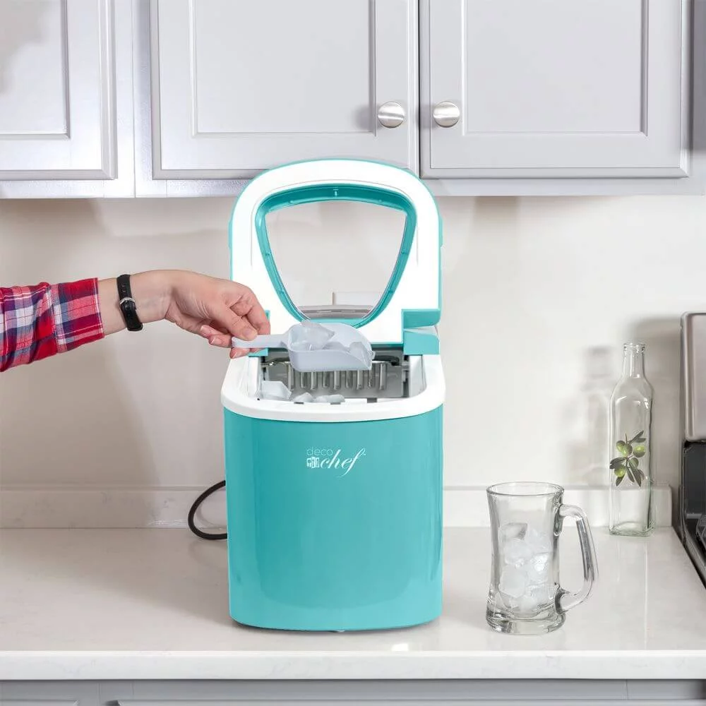 Deco Chef Compact Electric Ice Maker (Turquoise) with The Smoothies Bible Bundle - Cheap Fitting