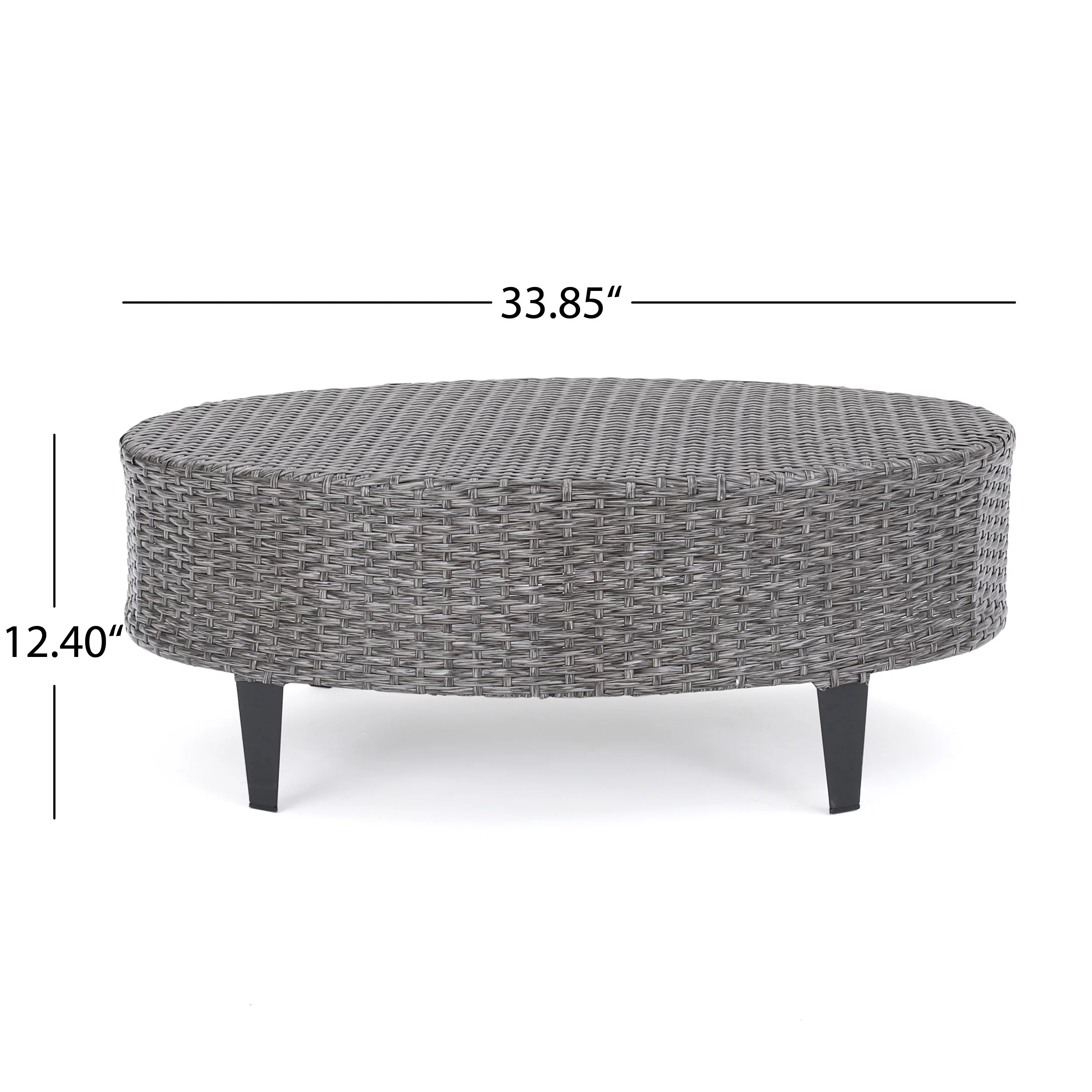 GDF Studio Marlen Outdoor Wicker Coffee Table, Mixed Black, Charcoal Gray - Cheap Fitting