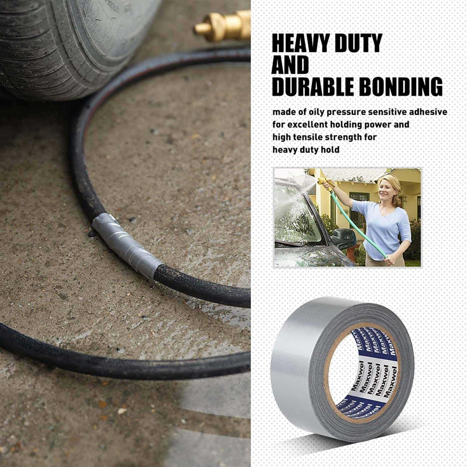 Maxwel Manufacturing Silver Duct Tape Heavy Duty Waterproof 1.88 in x 35 Yards Duct Tape No Residue - Cheap Fitting