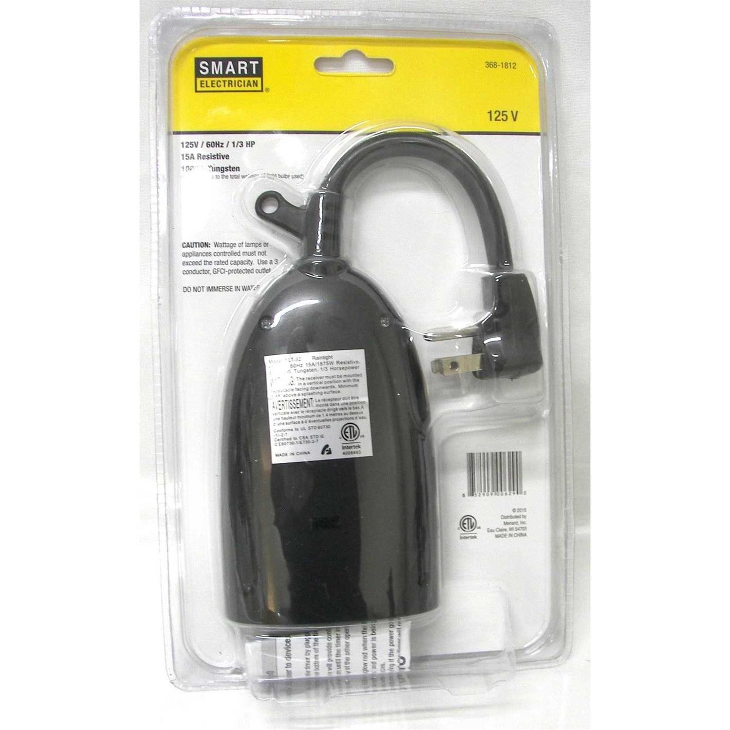 Smart Electrician 24Hr Photocell Outdoor Water Resistant 2 Outlet Plug-in Timer - Cheap Fitting