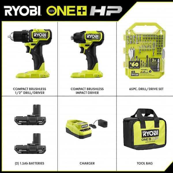 RYOBI ONE+ HP 18V Brushless Cordless Compact 2-Tool Combo Kit w/Drill - Cheap Fitting