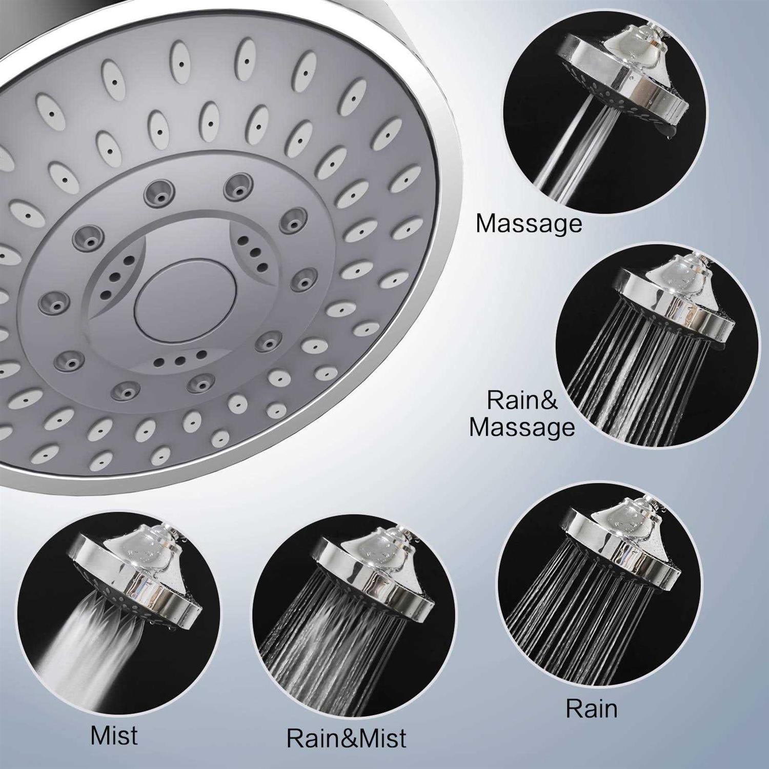 Hopopro Showerhead High Pressure Chrome Shower Head 5 Settings Fixed Showerheads - Cheap Fitting
