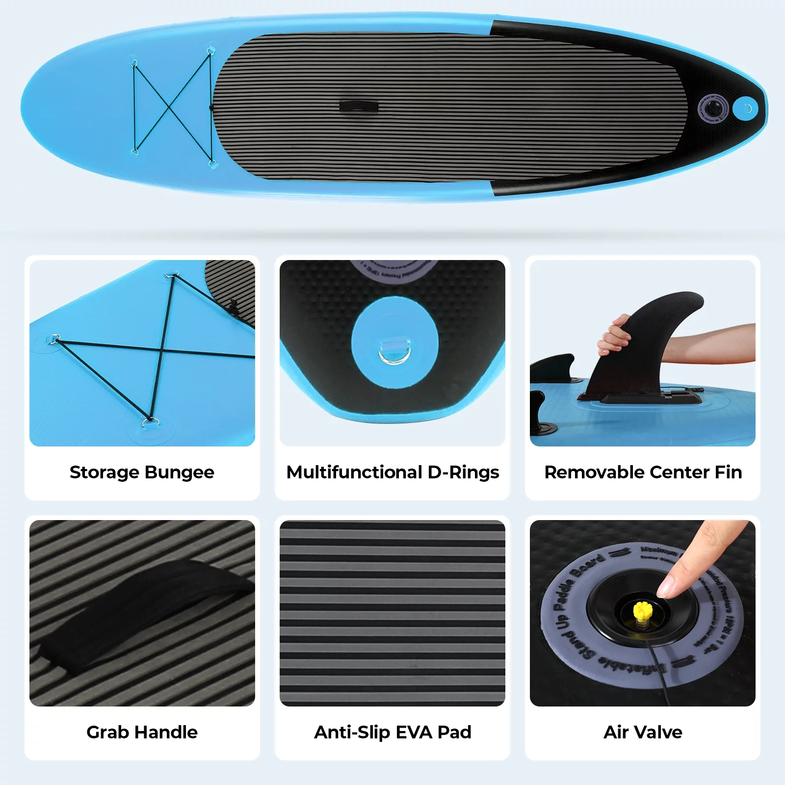 Pirecart 10ft Inflatable SUP Stand up Paddle Board with Backpack, Paddle, Leash - Cheap Fitting