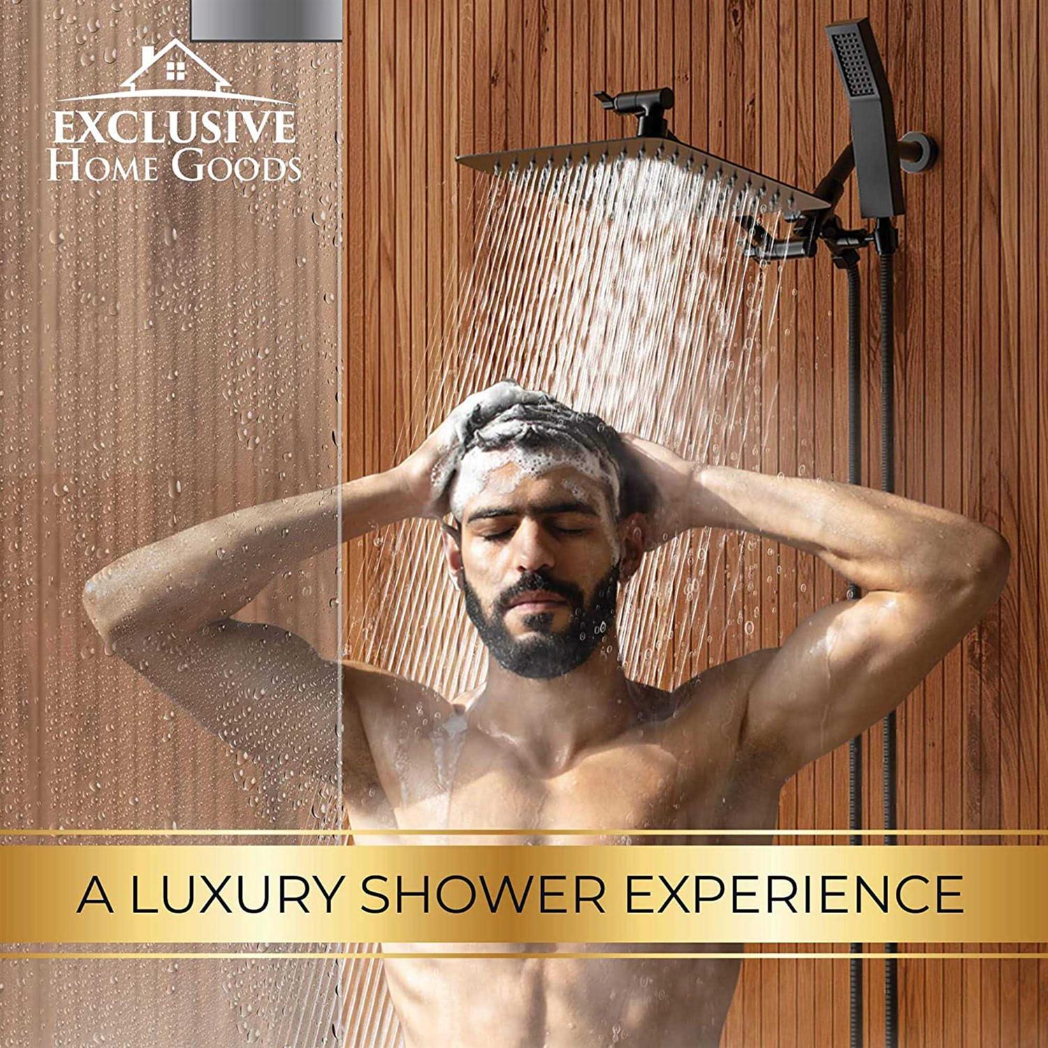 All Metal Shower Head 8 Dual Square Shower Head with Handheld Wand 71in Hose Set - Cheap Fitting