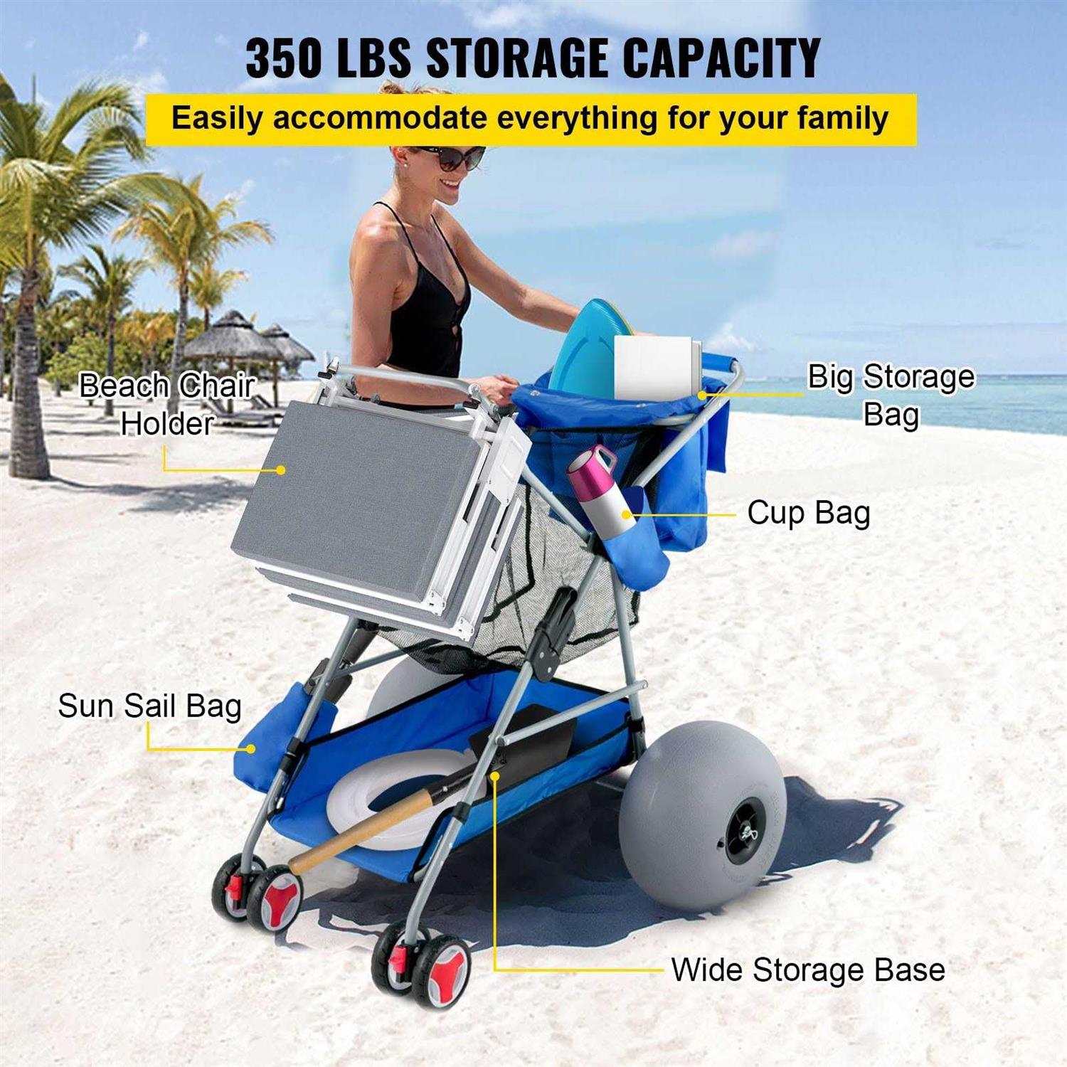 VEVOR 350 lbs Beach Wonder Wheeler with Balloon Wheels - Cheap Fitting