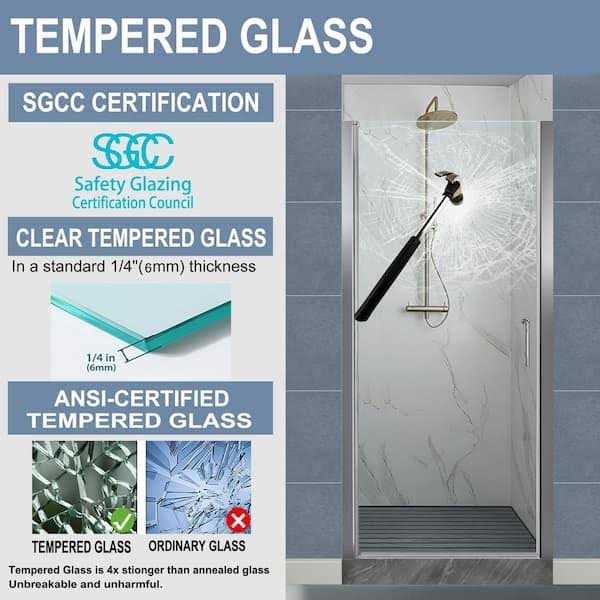 Lonni 72 in. H Frameless Pivot Shower Door with 1/4 in Thick Clear Tempered Glass - Cheap Fitting