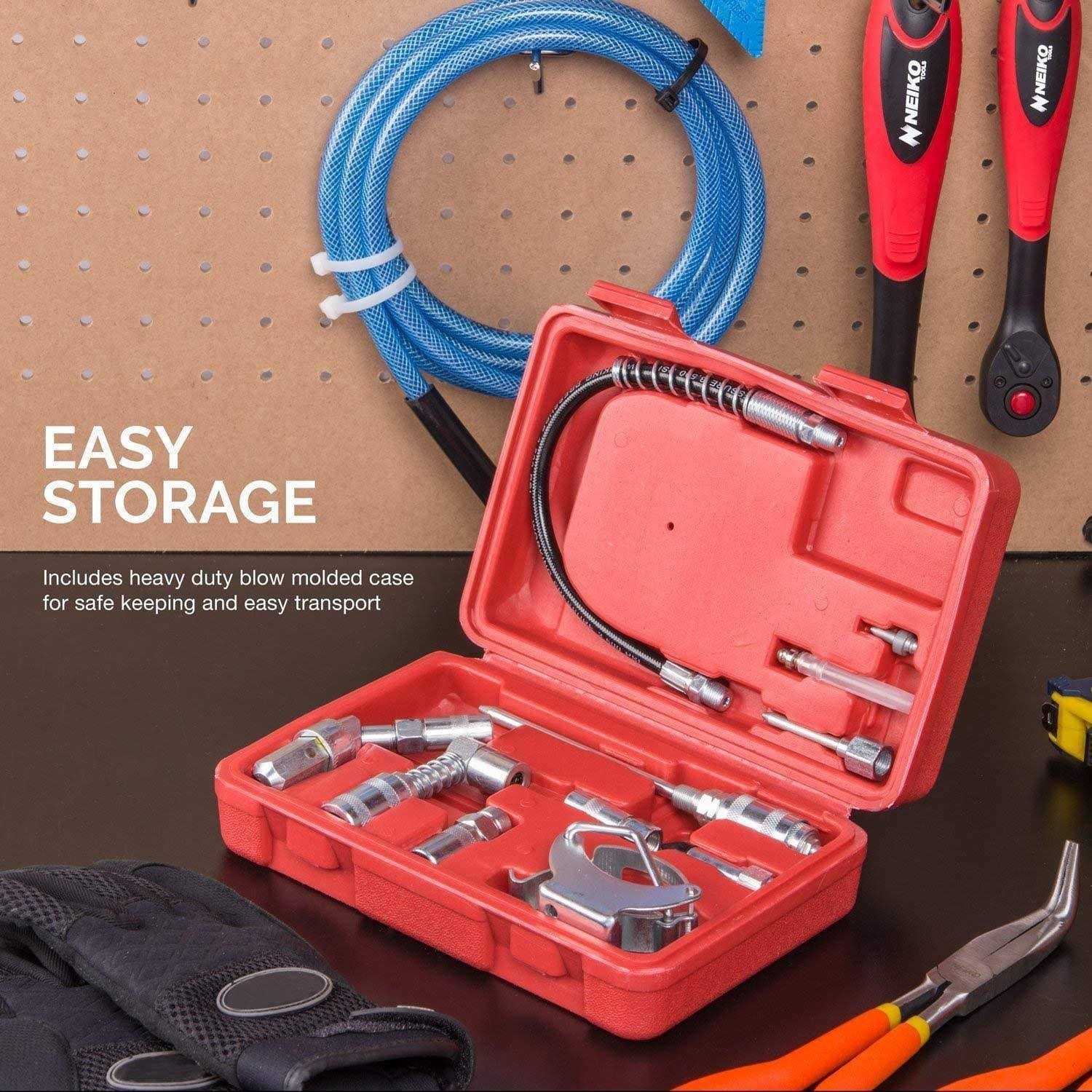 Tooluxe 61077l Multi-Function Grease Gun And Lubrication Accessory Kit - Cheap Fitting