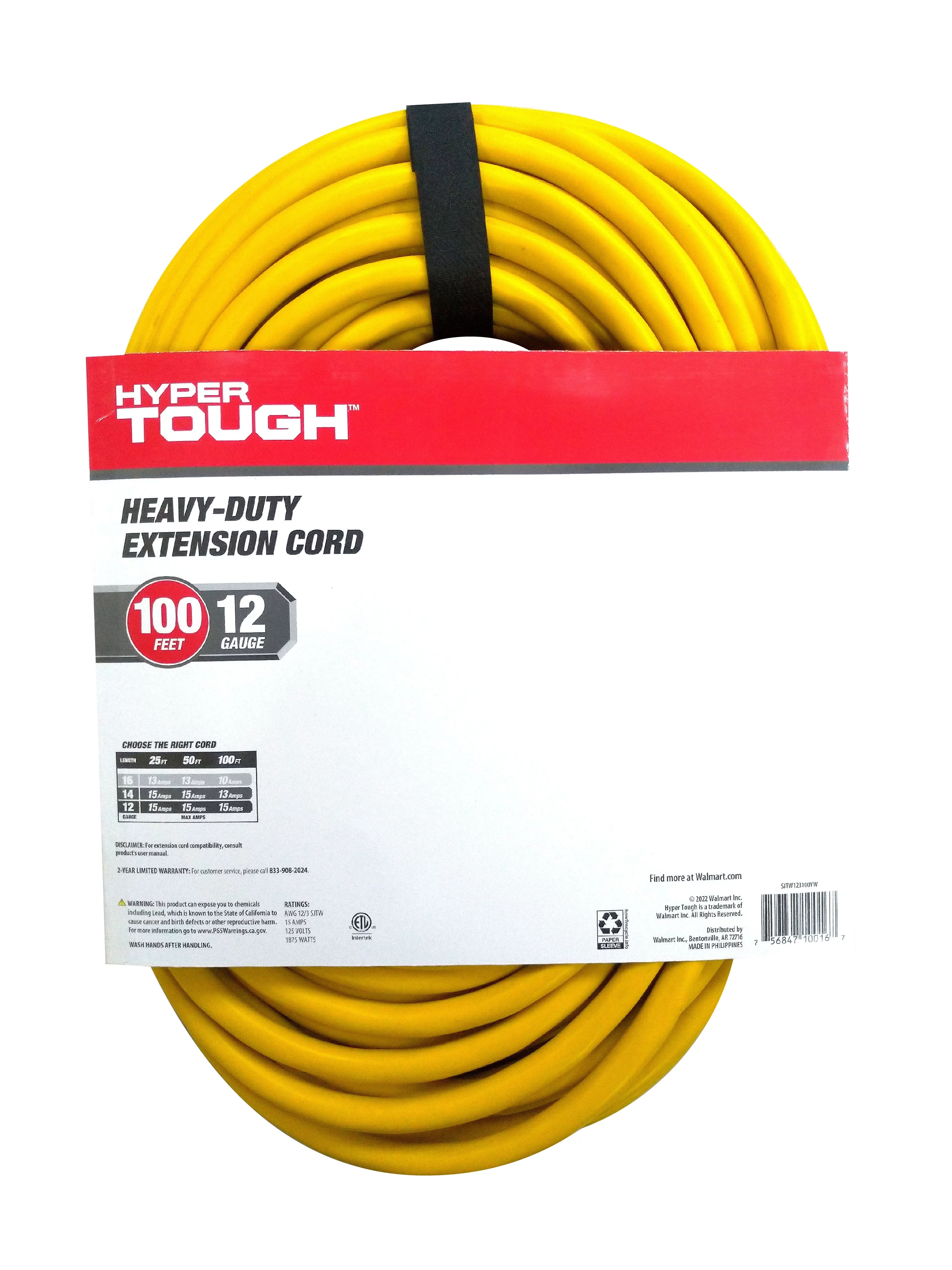 Hyper Tough 12AWGX3C 100ft Indoor and Outdoor Heavy Duty Yellow Vinyl Extension Cord - Cheap Fitting