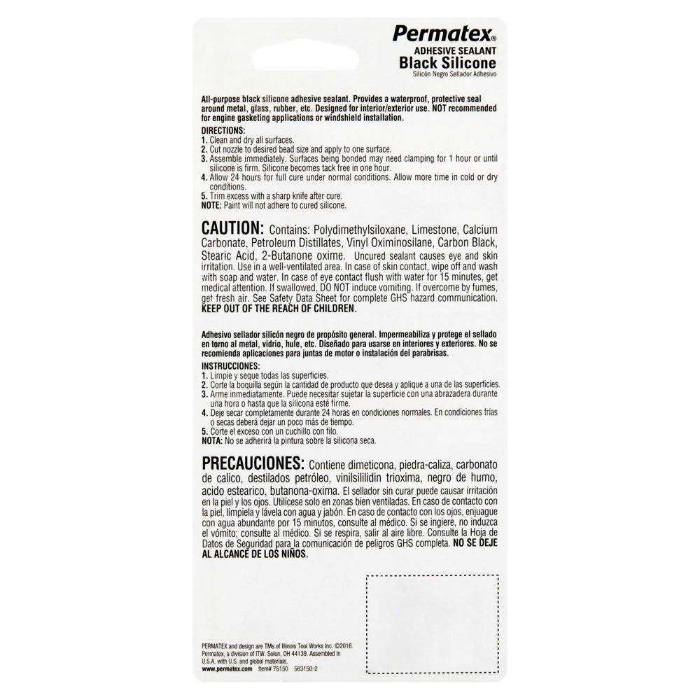 Permatex 81158 Black Silicone Adhesive Sealant - Cheap Fitting
