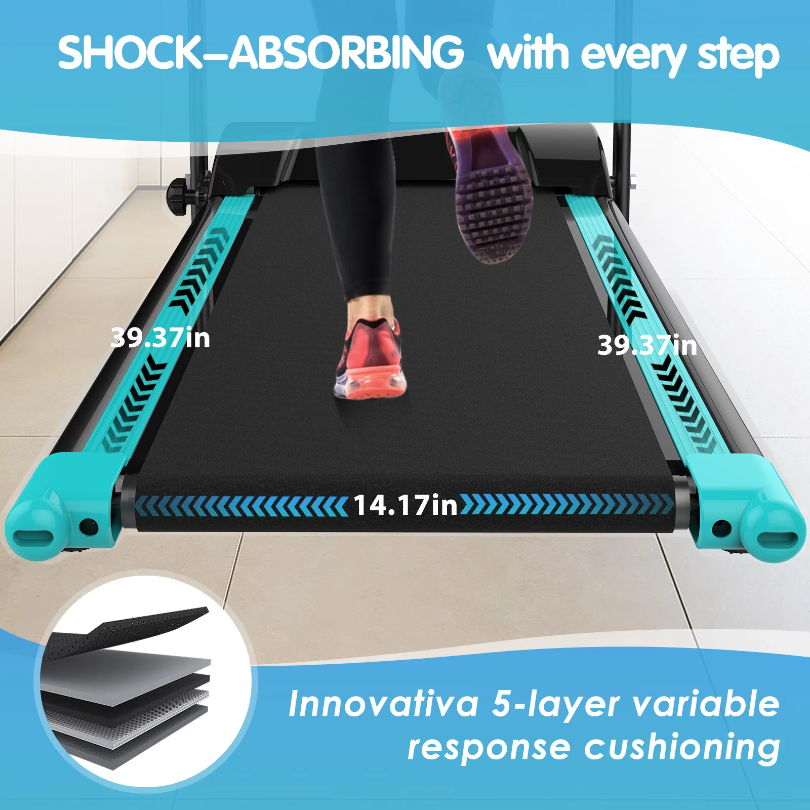 OBENSKY 1000W Portable Foldable Treadmill, Running Jogging Quiet Fitness Machine/Black - Cheap Fitting