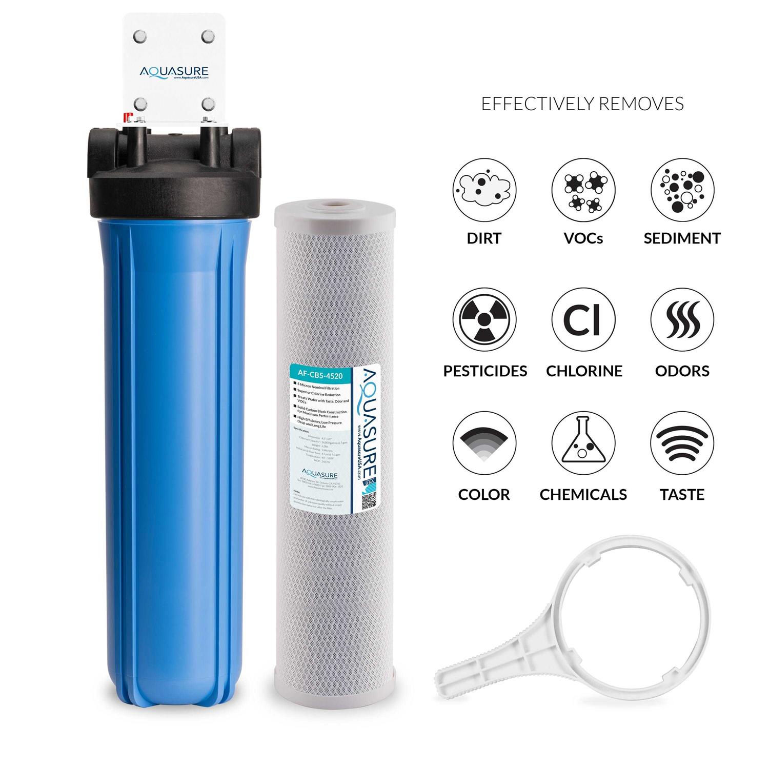 Aquasure Fortitude High Flow Whole House 5 Micron Carbon Block Water Treatment System - Cheap Fitting