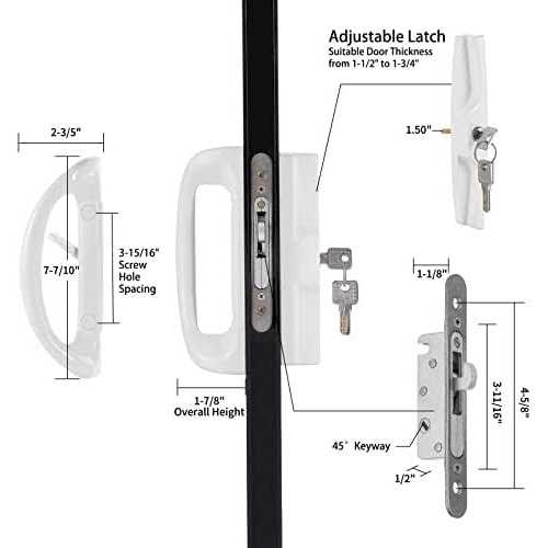 naubea Sliding Glass Door Lock Sliding Patio Door Handle Set with Mortise Lock/Key Cylinder/Faceplate/Keeper - Cheap Fitting