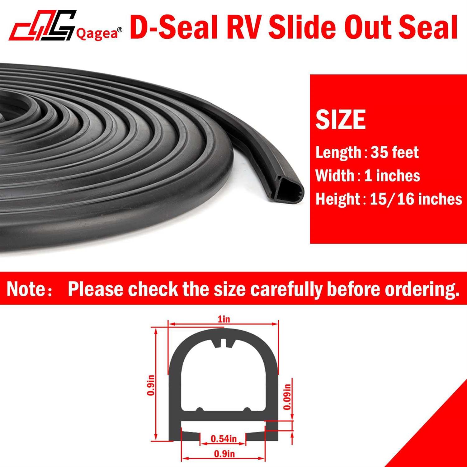 D-Seal RV Slide Out Seal 018-312-EKD RV D Seal Wiper Weather Stripping for Slides 1 x 15/16 x 35′ Camper Slideout System Black Rubber - Cheap Fitting