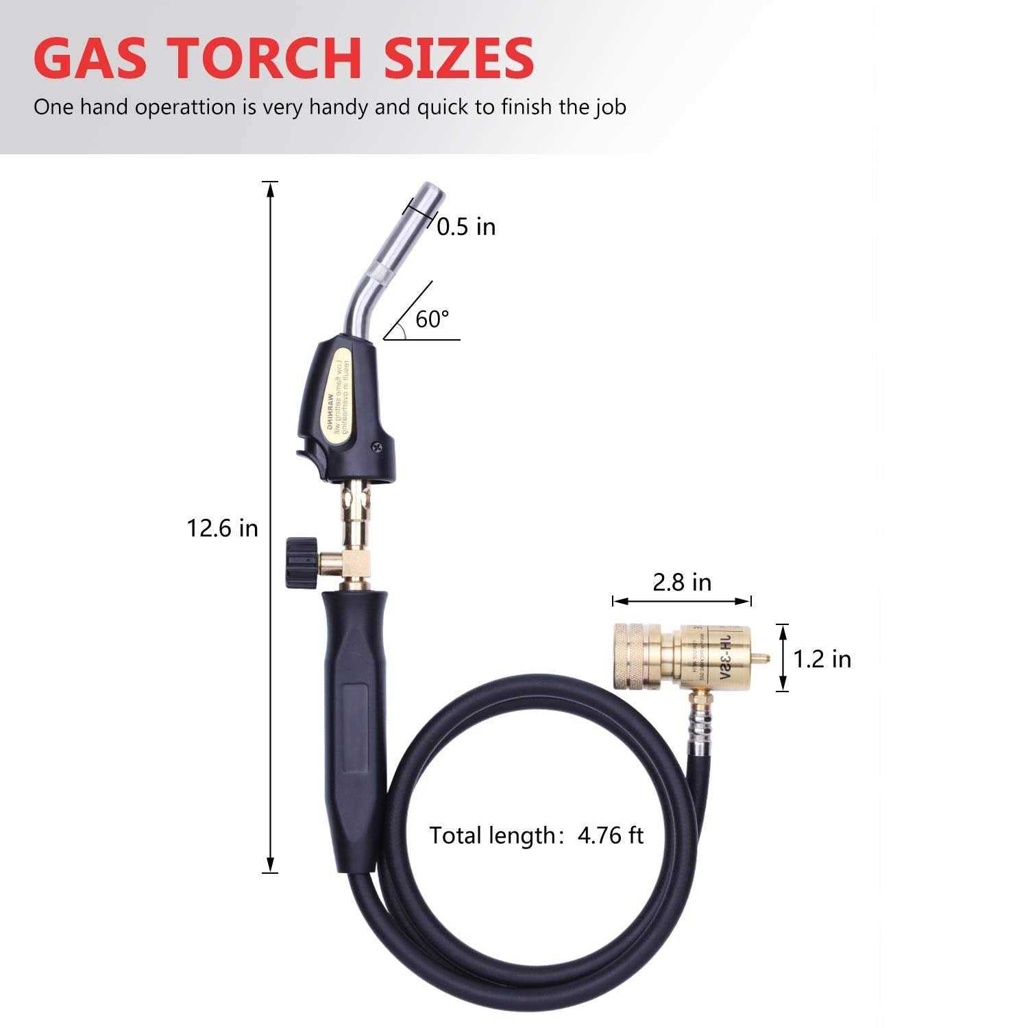Aismrii Propane Torch Hand Hose Mapp Gas Torch,Welding Torch,Hose Length 1.5M/60Maximum Operating Temperature 1900°C/3600°F-with Hook - Cheap Fitting