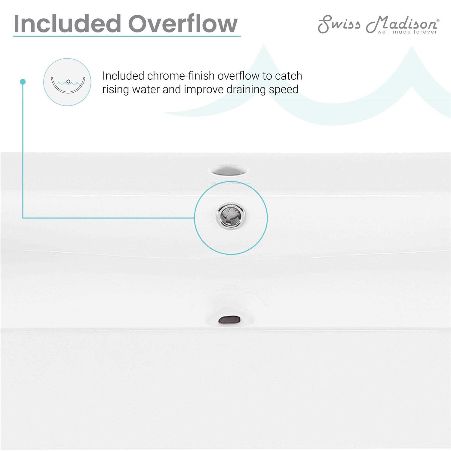 Swiss Madison Carre 36” Rectangle Wall-Mount Bathroom Sink SM-WS334 - Cheap Fitting