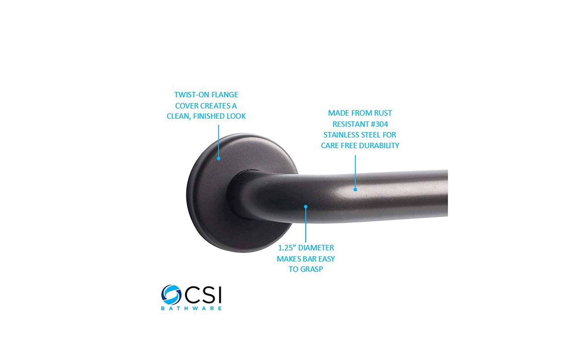 CSI Bathware Straight Grab Bar Bath BAR-SB - Cheap Fitting