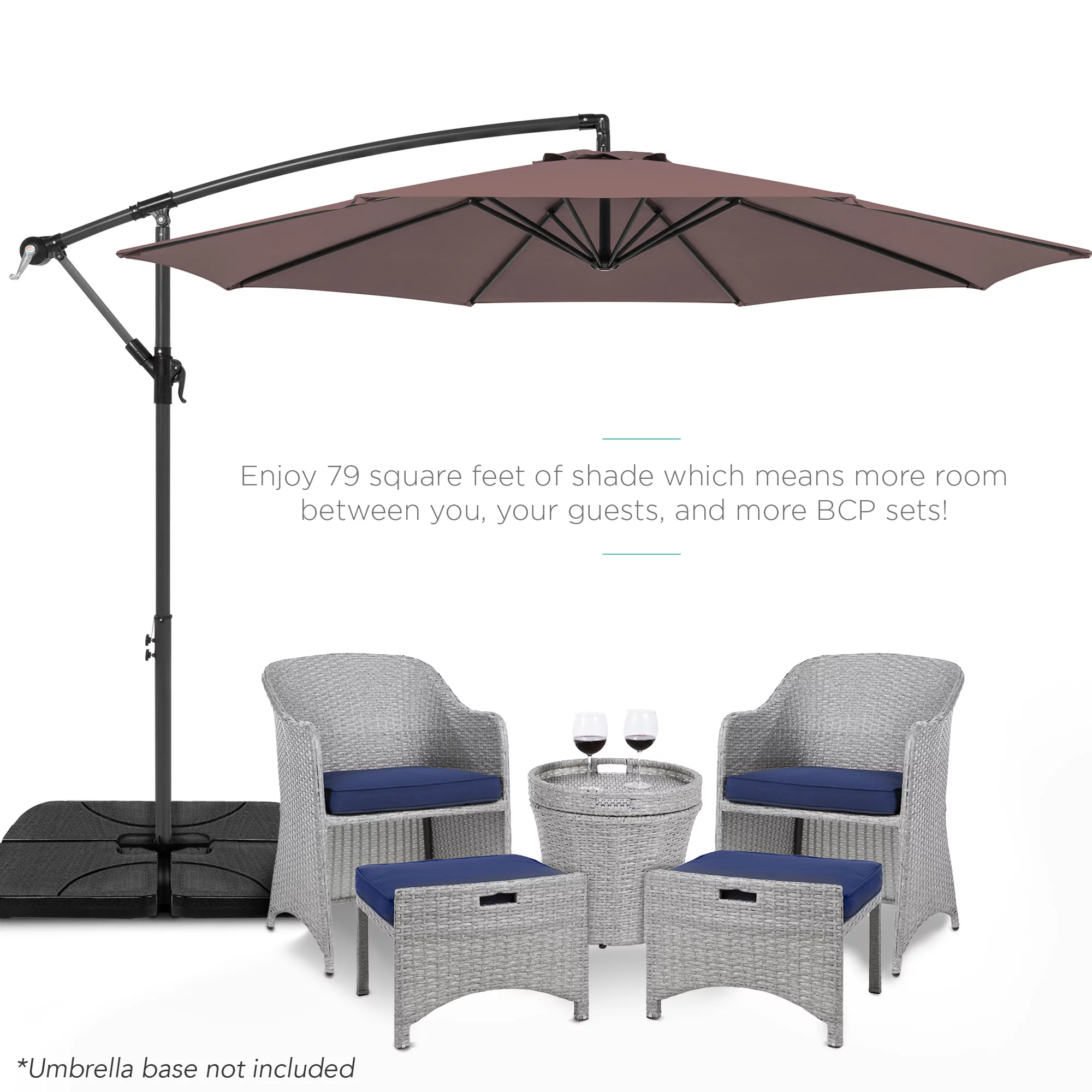 Best Choice Products 10ft Offset Hanging Outdoor Market Patio Umbrella w/ Easy Tilt Adjustment - Gray - Cheap Fitting