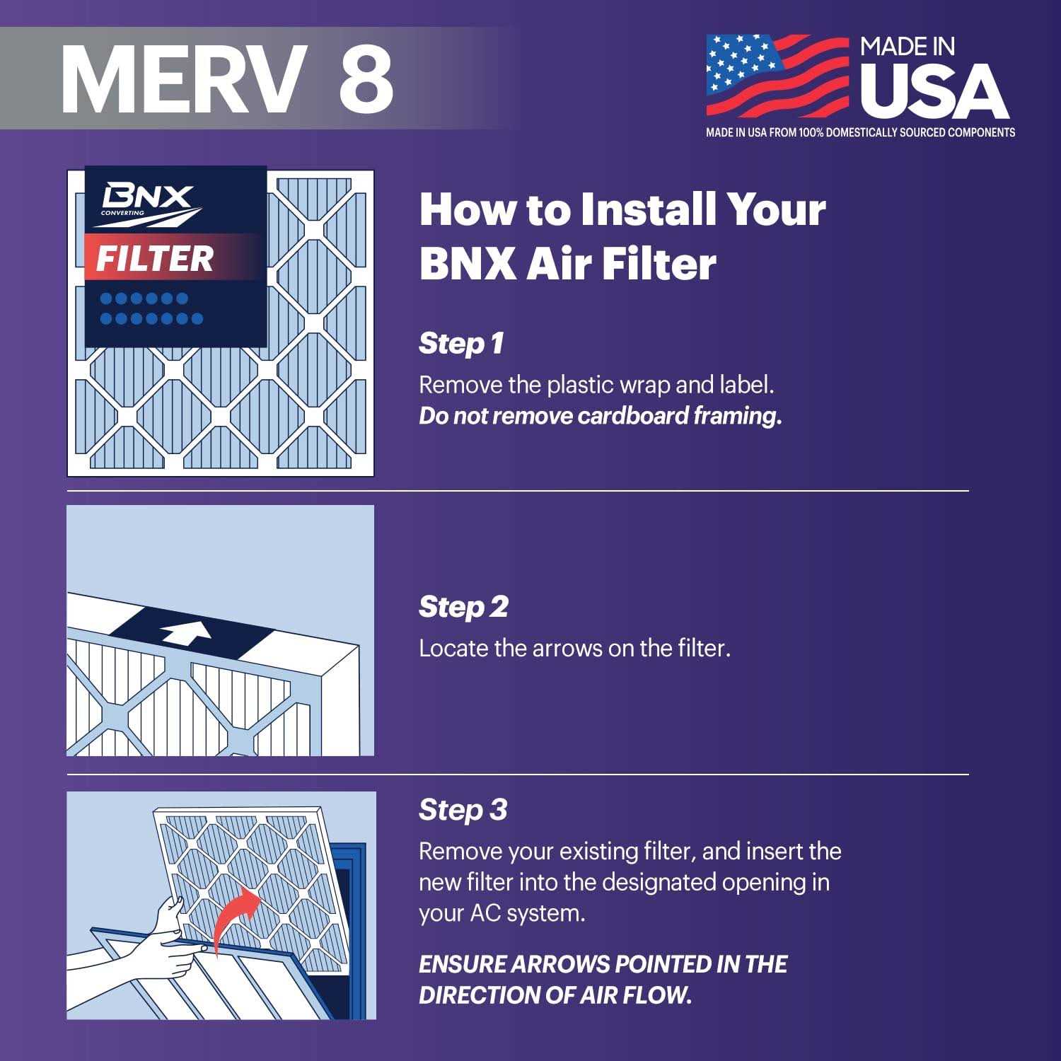 BNX MERV 13 Air Filter MADE IN USA - Cheap Fitting