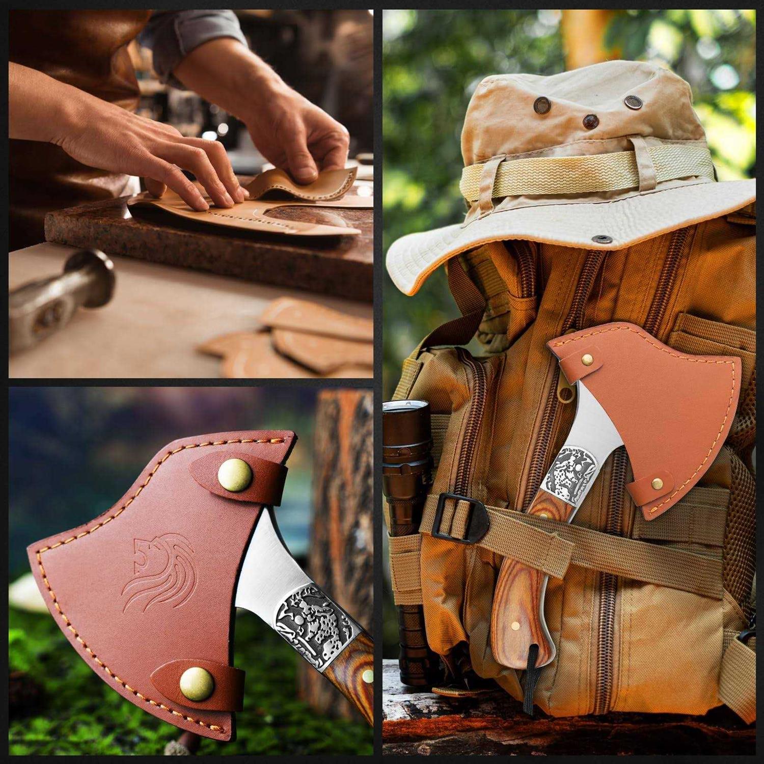 NedFoss Warthog Camping Hatchet Axe 9 Full Tang Small Axe Camp Hatchet with Leather Sheath - Cheap Fitting