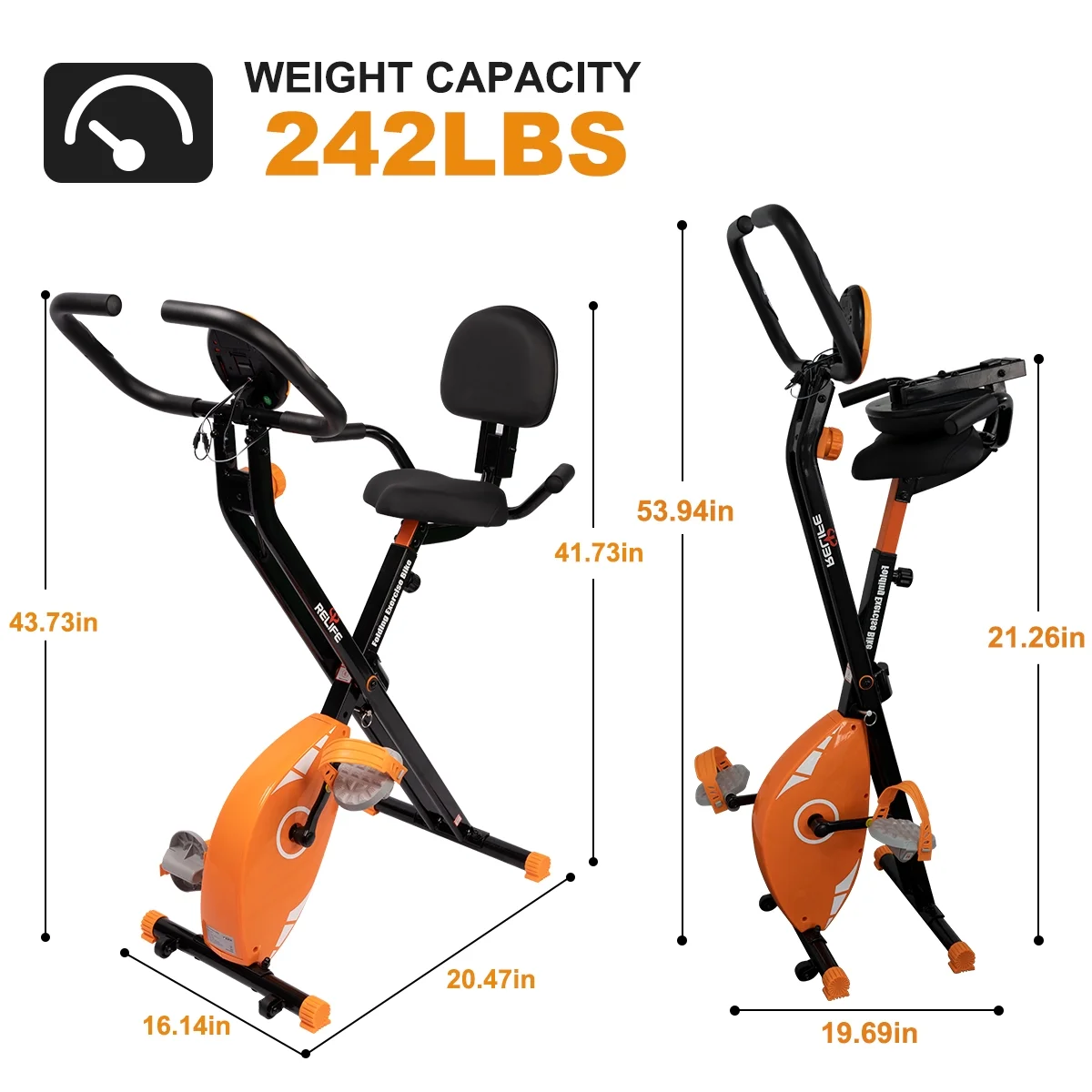 Foldable Exercise Bike Fitness Stationary Bike for Home Gym Cardio Workout RELIFE REBUILD YOUR LIFE - Cheap Fitting