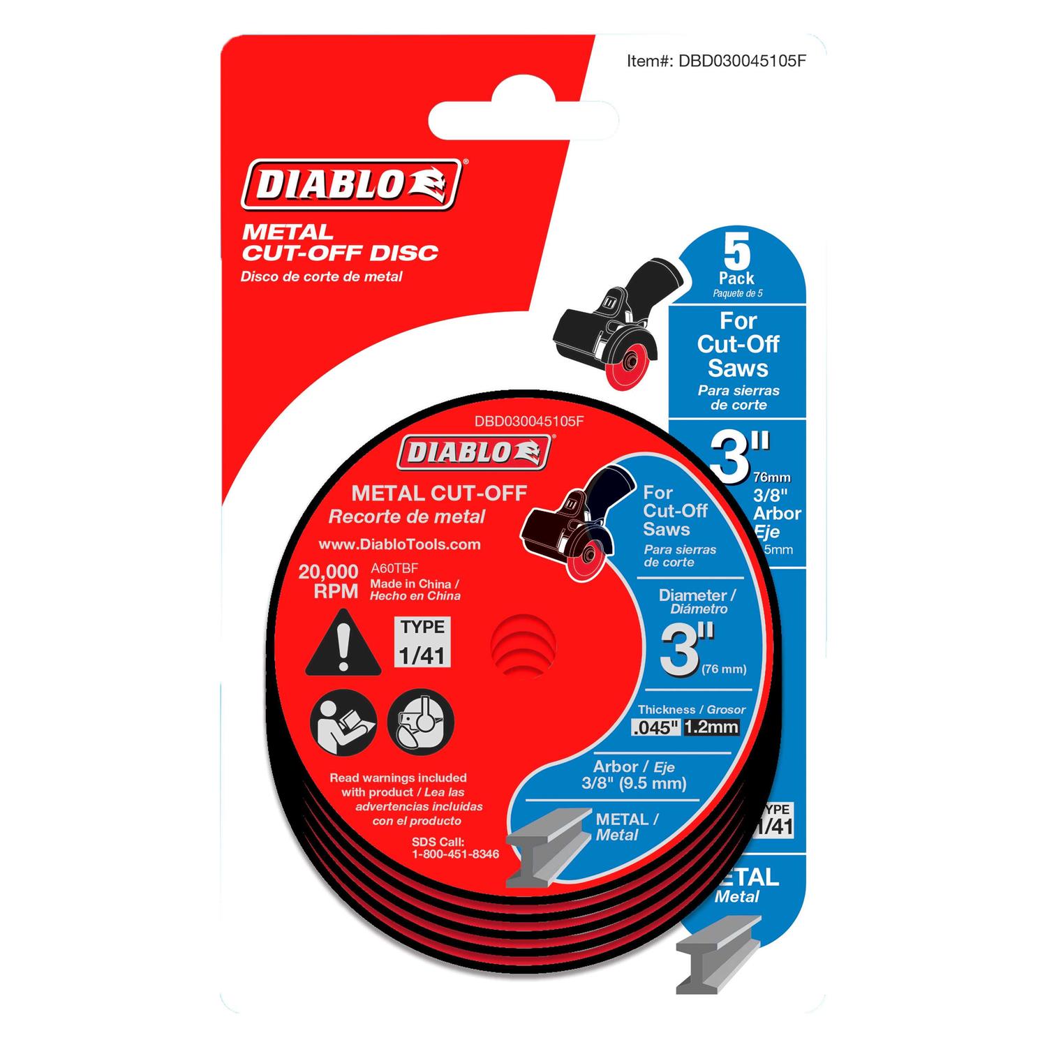 Diablo DBD030045105F 3 in. Metal Cut Off Disc - Cheap Fitting