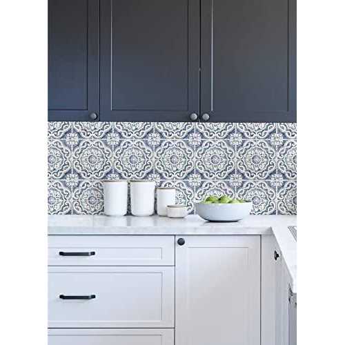 WallPops Ada Blue Embossed Peel and Stick Backsplash Tiles WPBS4645 - Cheap Fitting