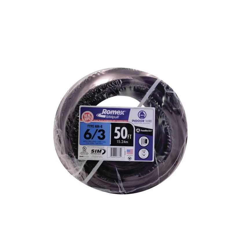 Southwire 50 ft. 8/2 Stranded Romex SIMpull Cu NM-B W/G Wire - Cheap Fitting