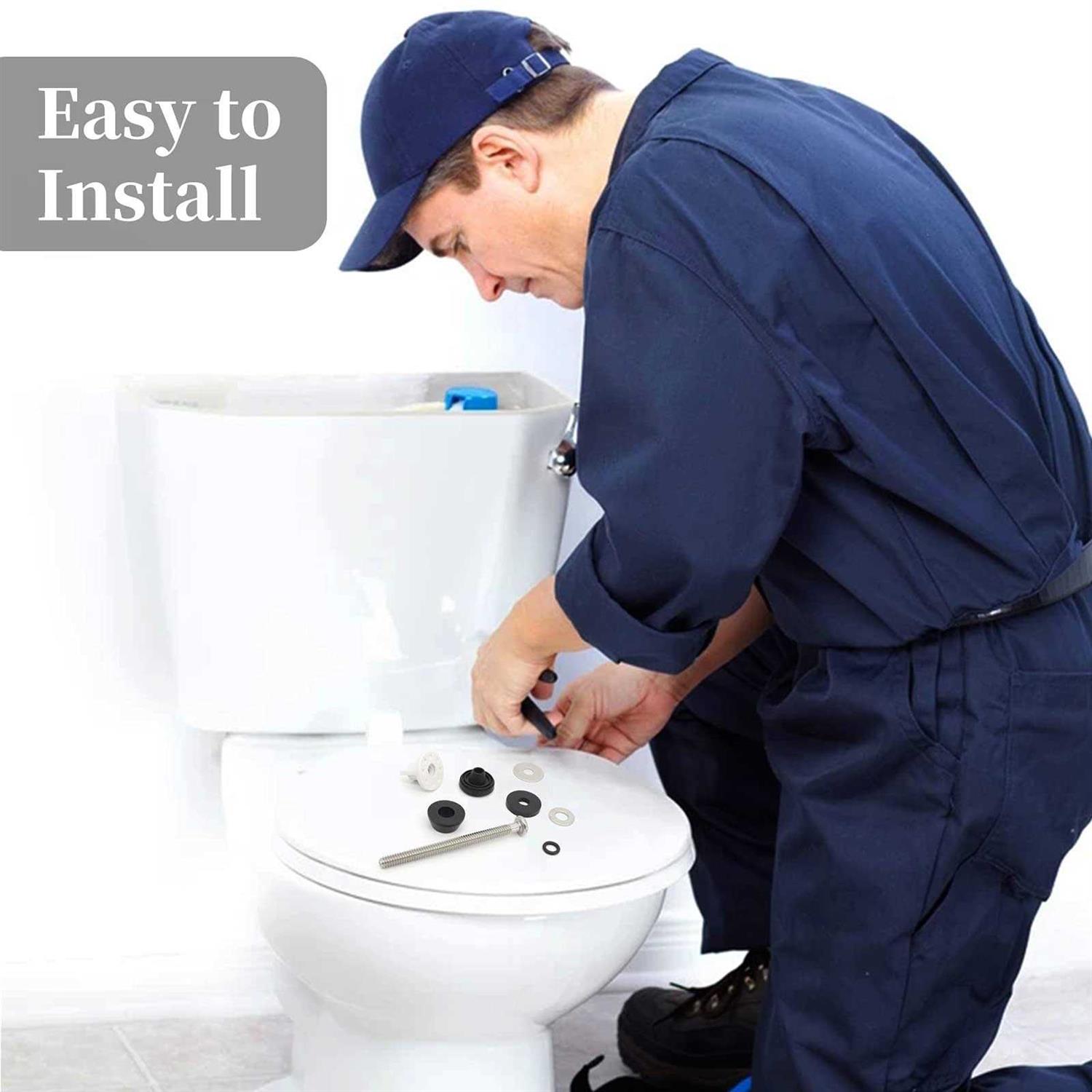 Lovppy 2Pcs Universal Toilet Seat Hinge Bolts Kit, Heavy Duty Toilet Bolts, Waterproof Stainless And Rubber Washers Gaskets with Extra - Cheap Fitting