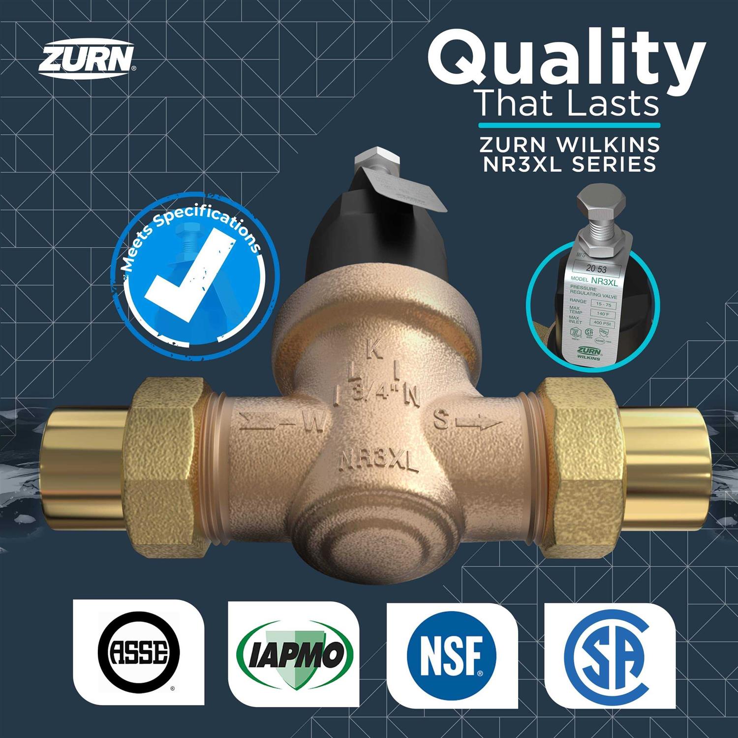 Zurn Wilkins 1-NR3XL 1 Pressure Reducing Valve - Cheap Fitting