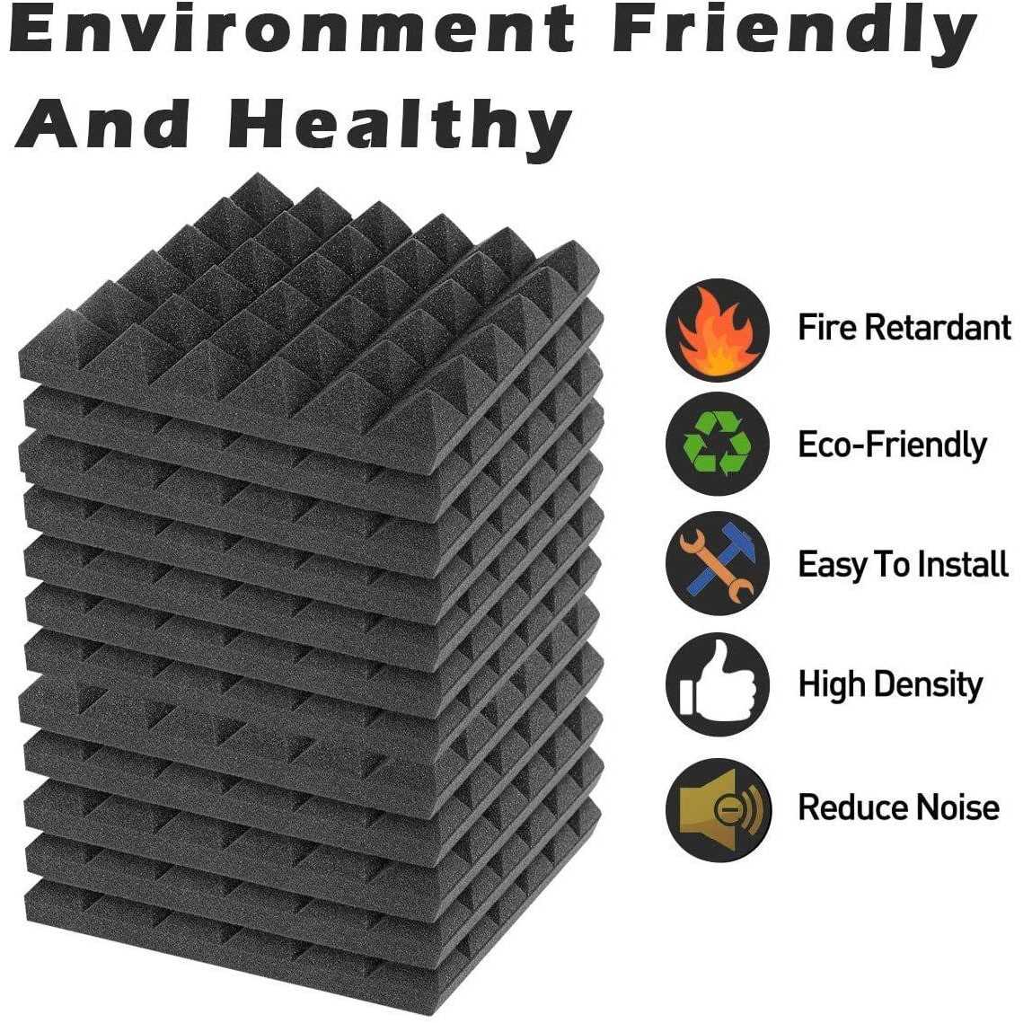 24 Pack Acoustic Foam Panels 2 Inches Thick Sound Proof Padding for Wall - Cheap Fitting