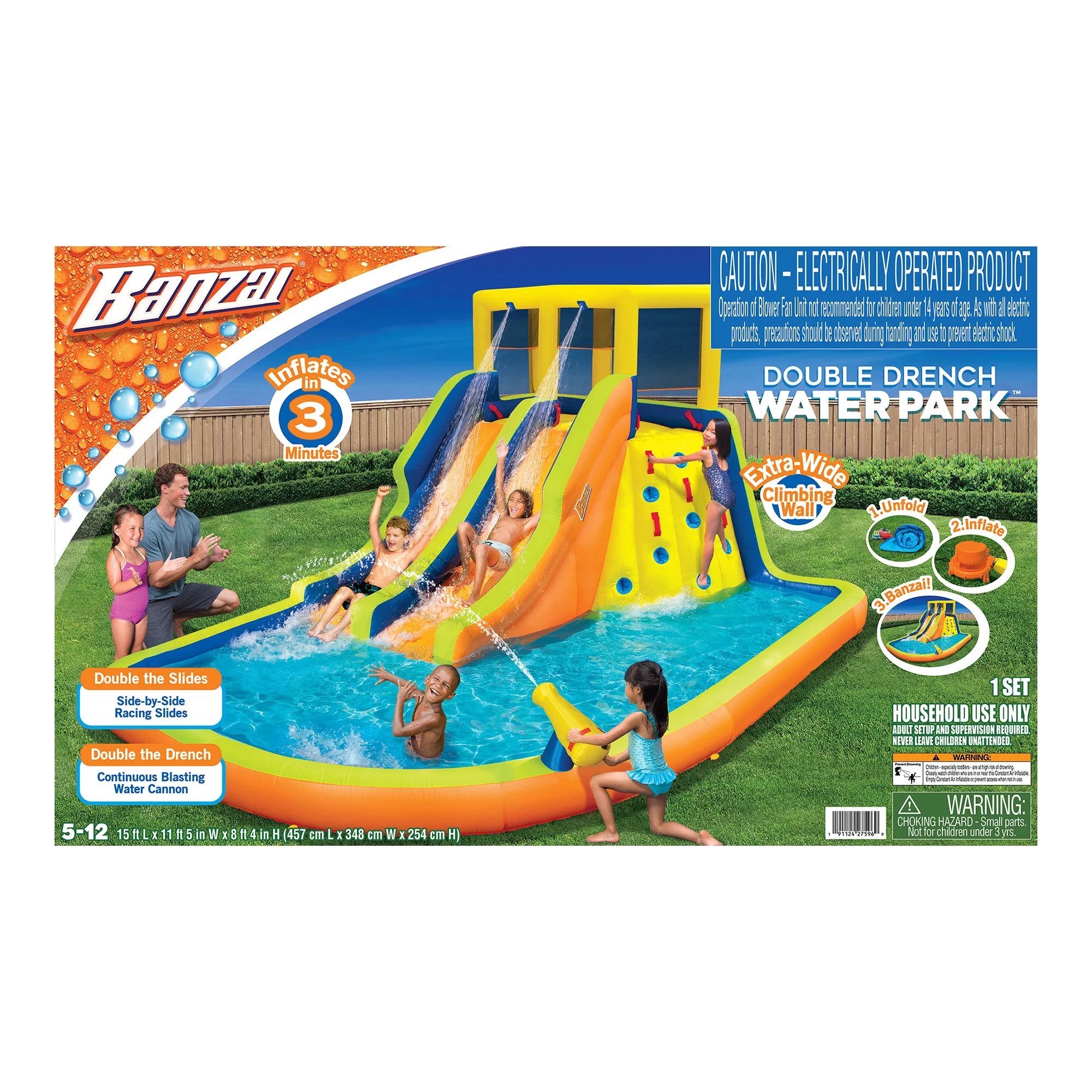 Banzai Double Drench Inflatable Water Park, 15' x11'5