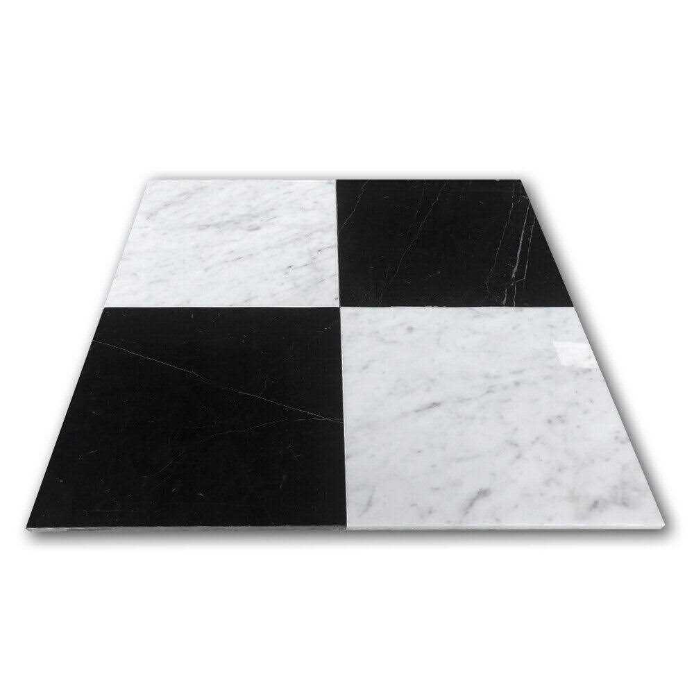 tomastores Nero Marquina Black Marble 12×12 Tile Honed - Cheap Fitting