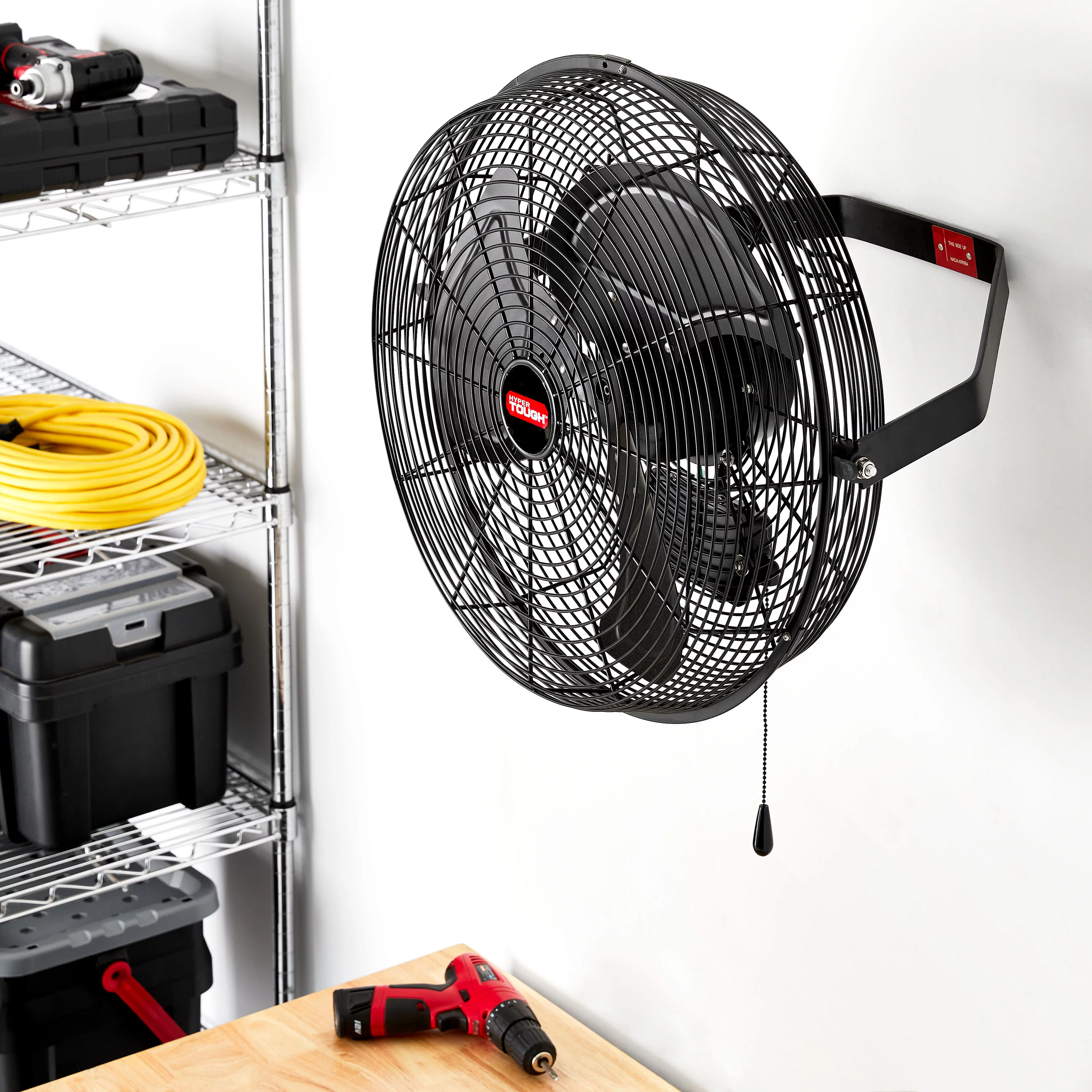 Hyper Tough 18 inch Outdoor Wall Mounted Fan with Misting Kit, 3 Blades, Black - Cheap Fitting