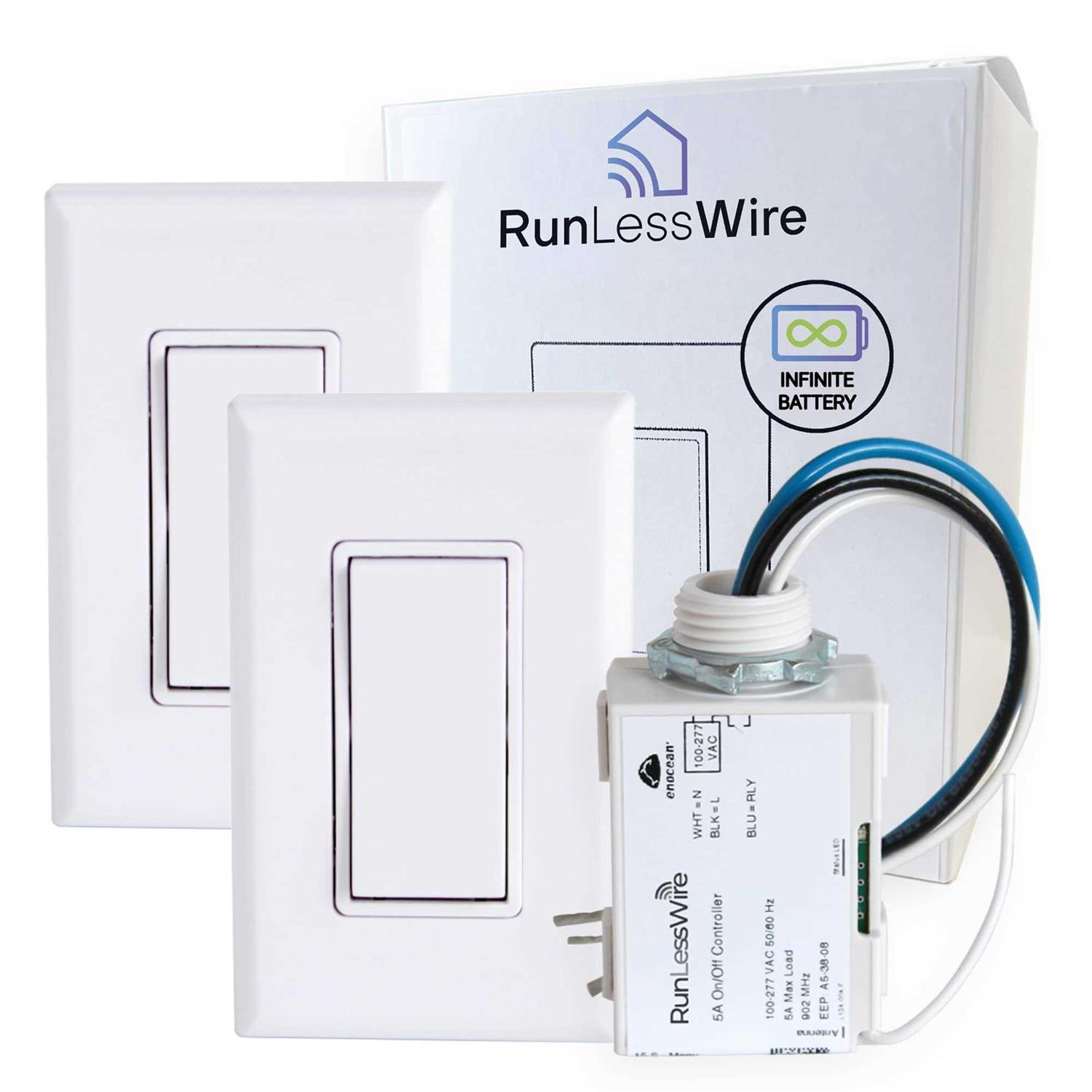 RunLessWire 3-Way Wireless and Battery-Free Switch Kit For Lights - Cheap Fitting