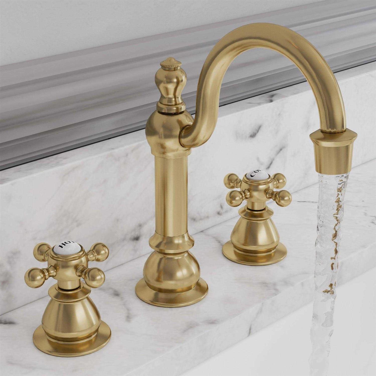 Water Creation 8.25 Cross Handles Solid Brass Lavatory Faucet in Satin - Cheap Fitting