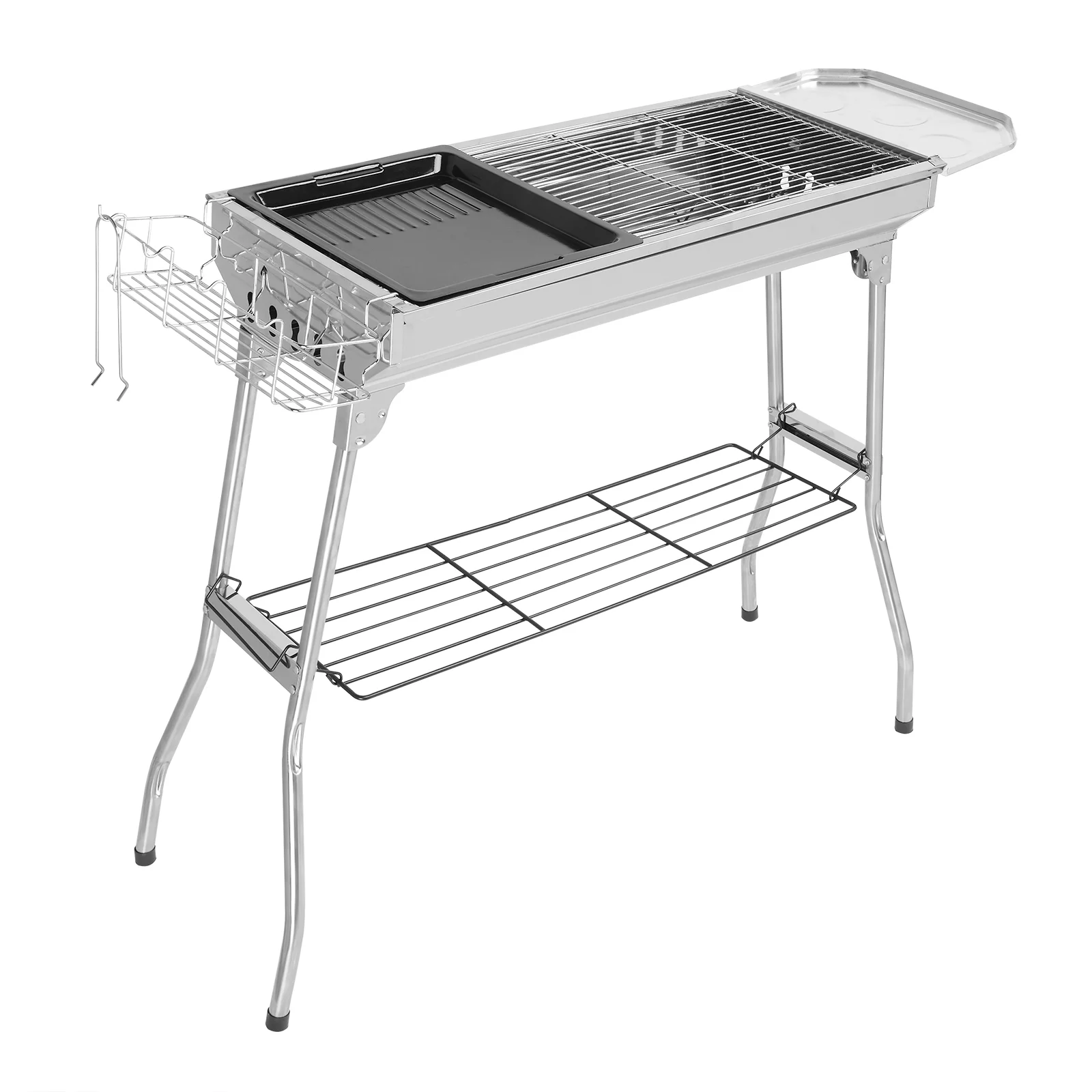 Ktaxon 39'' Grills BBQ Charcoal Grill Stainless Steel Fordable Grills - Silver - Cheap Fitting