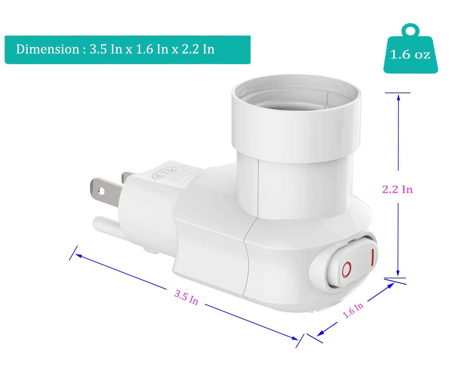Borju Plug in Light Socket Outlet to Socket Adapter - Cheap Fitting